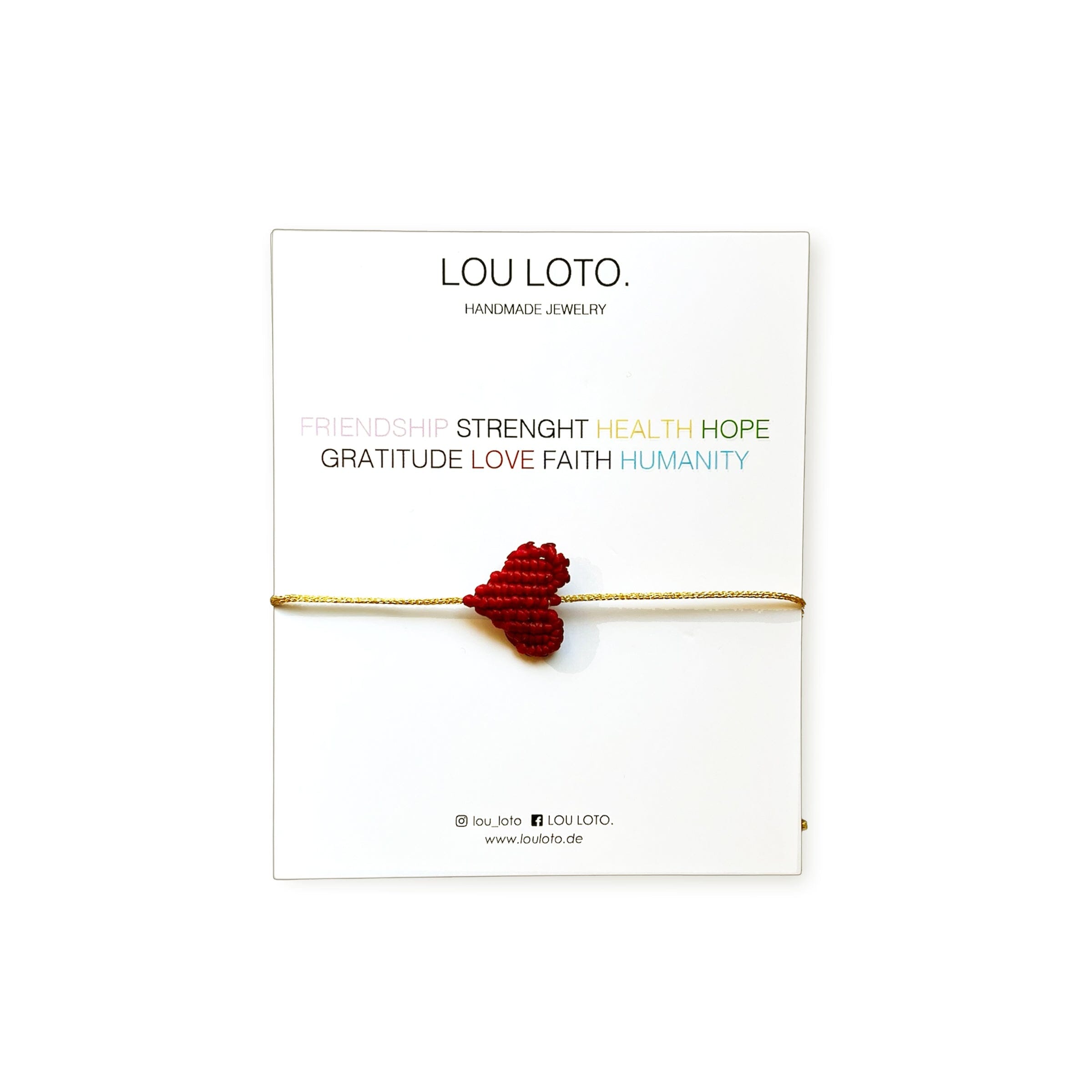 Armband "Makramee Herz" Armband LOU LOTO Rot