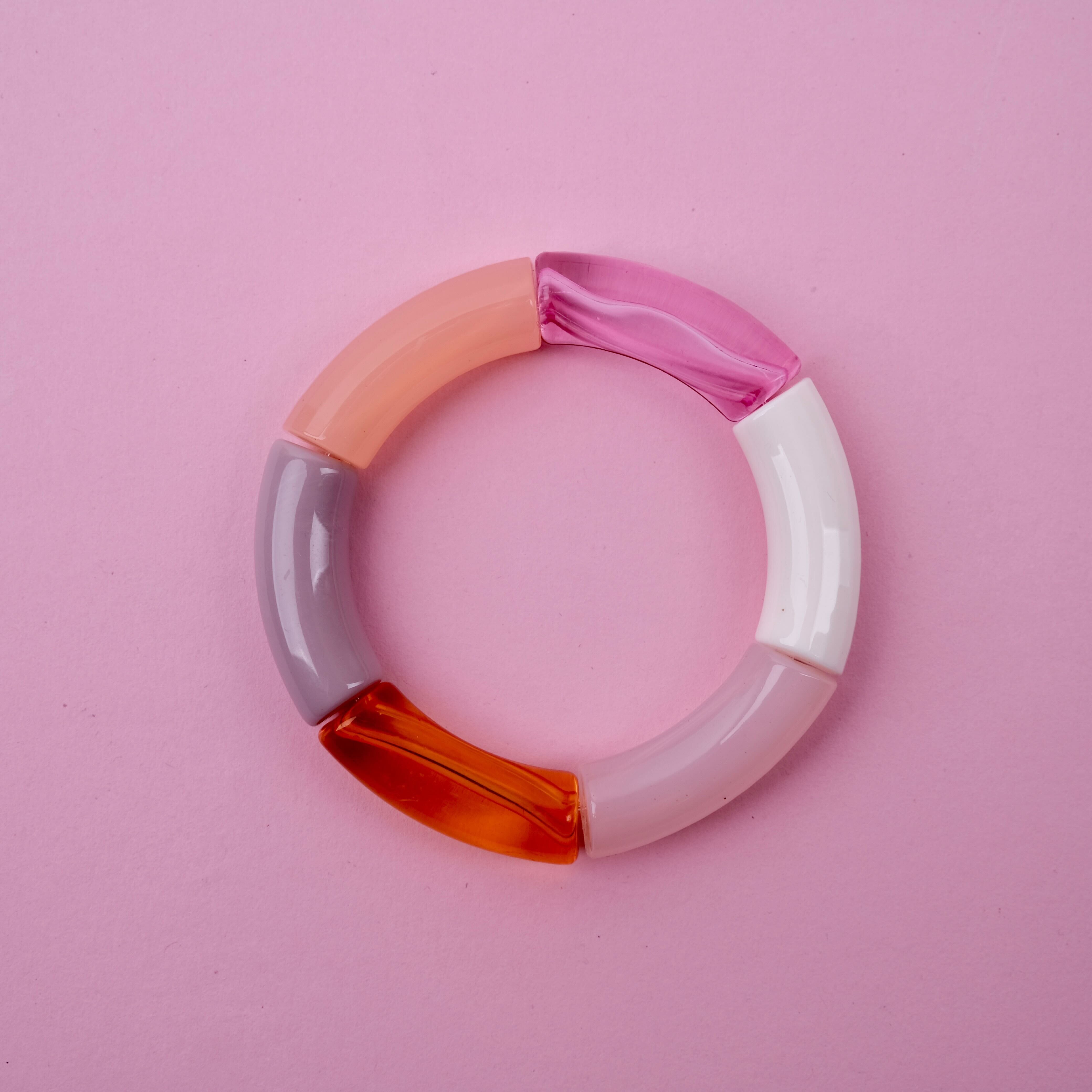 Armreif Regenbogen "Lyse" Armband Bybjor Rosa/Apricot/Weiß