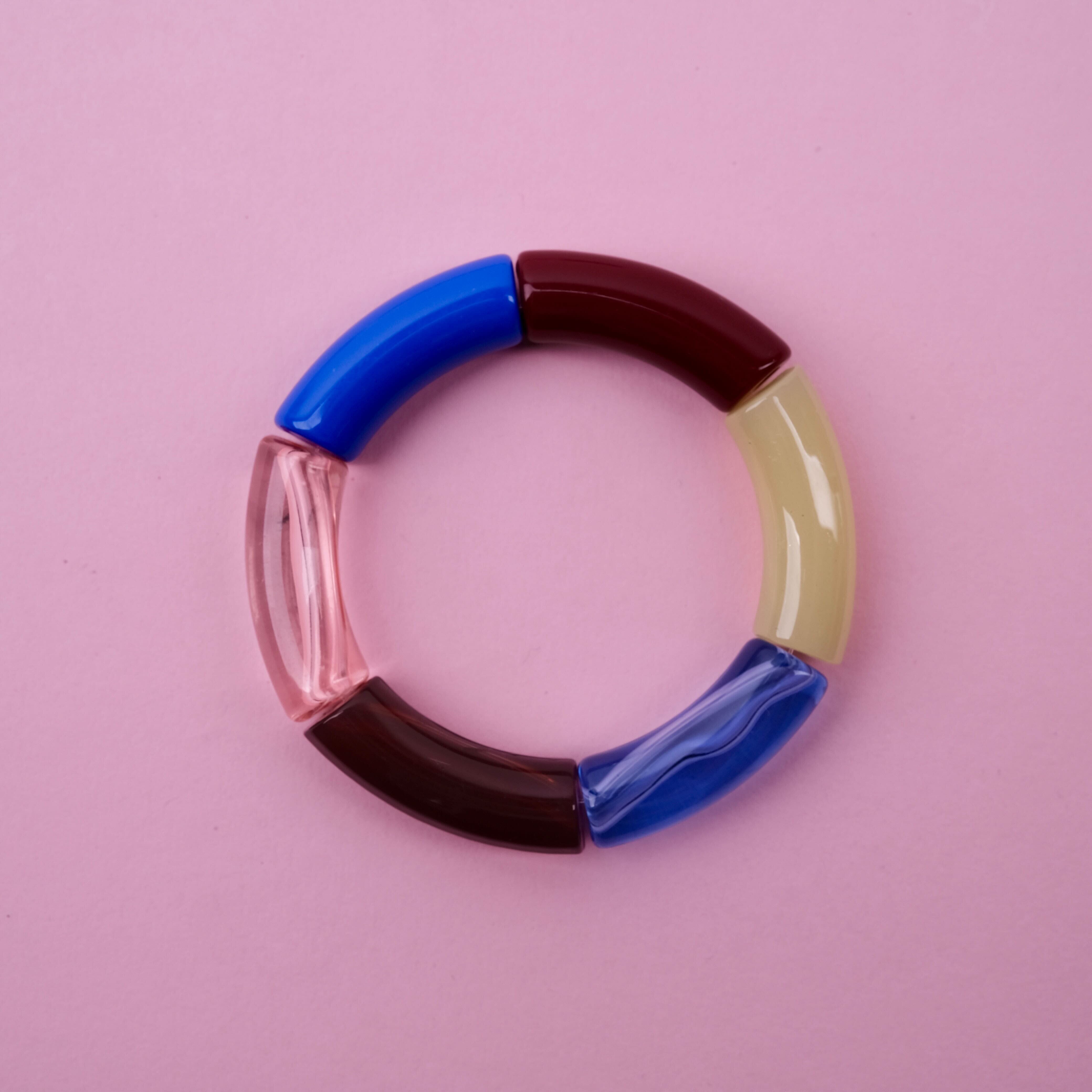 Armreif Regenbogen "Lyse" Armband Bybjor Weinrot/Blau/Lime