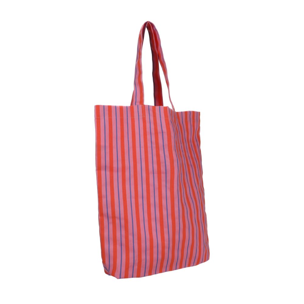 Baumwolltasche "Balanced Streifen" Tasche Kado Design Rose/Blutorange/Kornblume