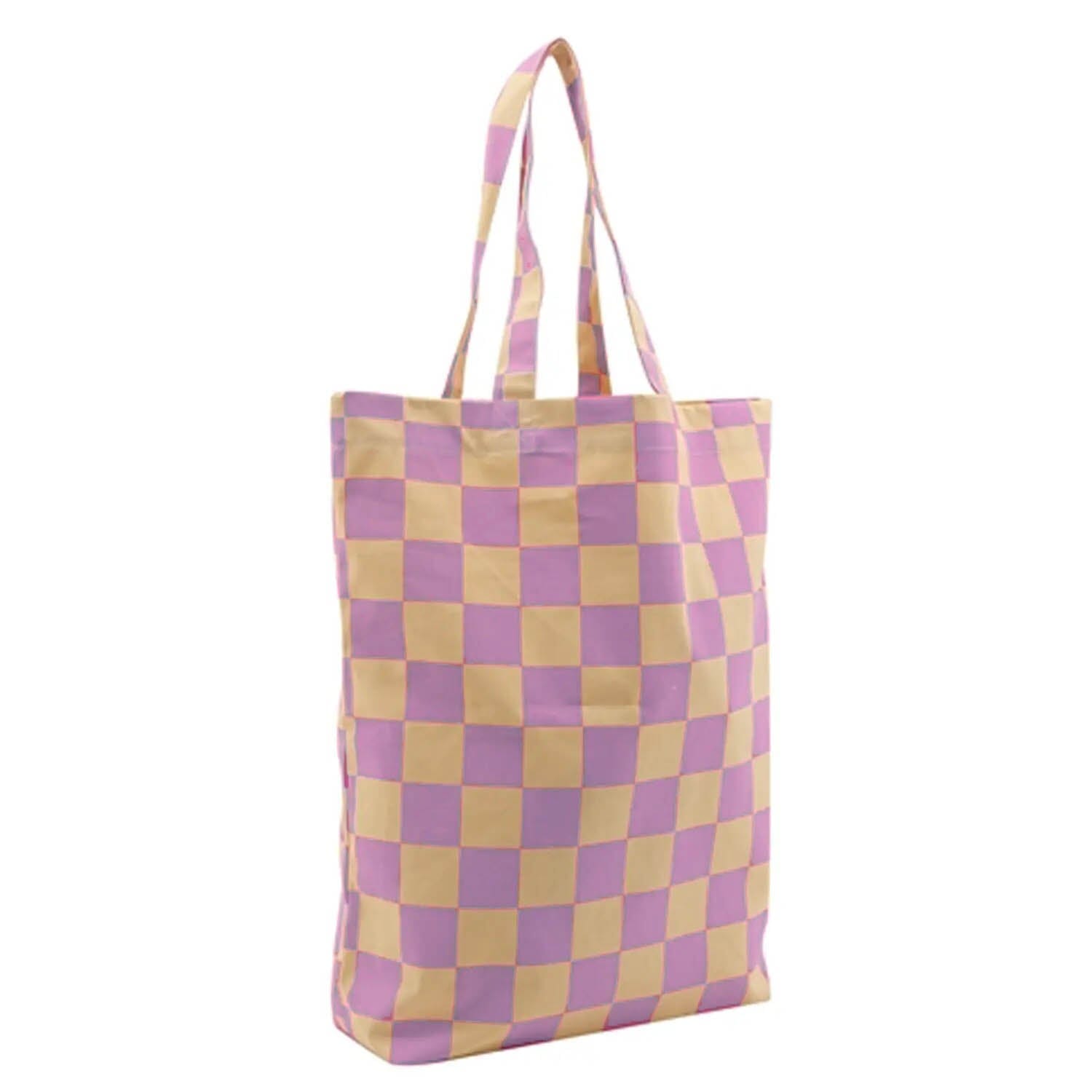 Baumwolltasche "Grid Colors" Tasche Kado Design Zitrone/Lavendel
