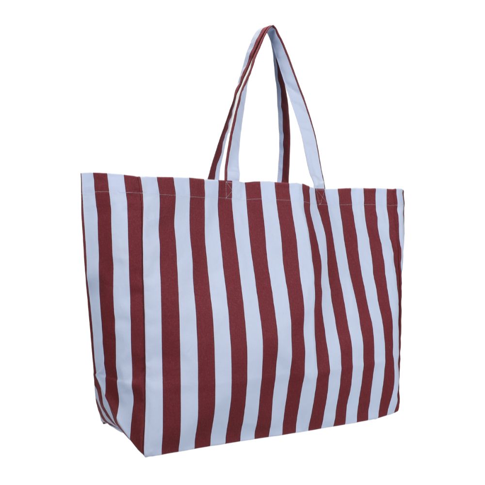 Baumwolltasche "Strandtasche Streifen" Tasche Kado Design Himmelblau/Feige