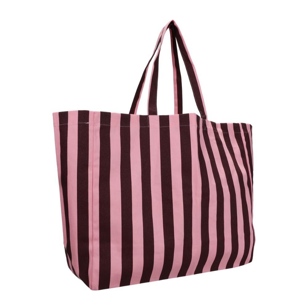 Baumwolltasche "Strandtasche Streifen" Tasche Kado Design Schokolade/Kaugumm