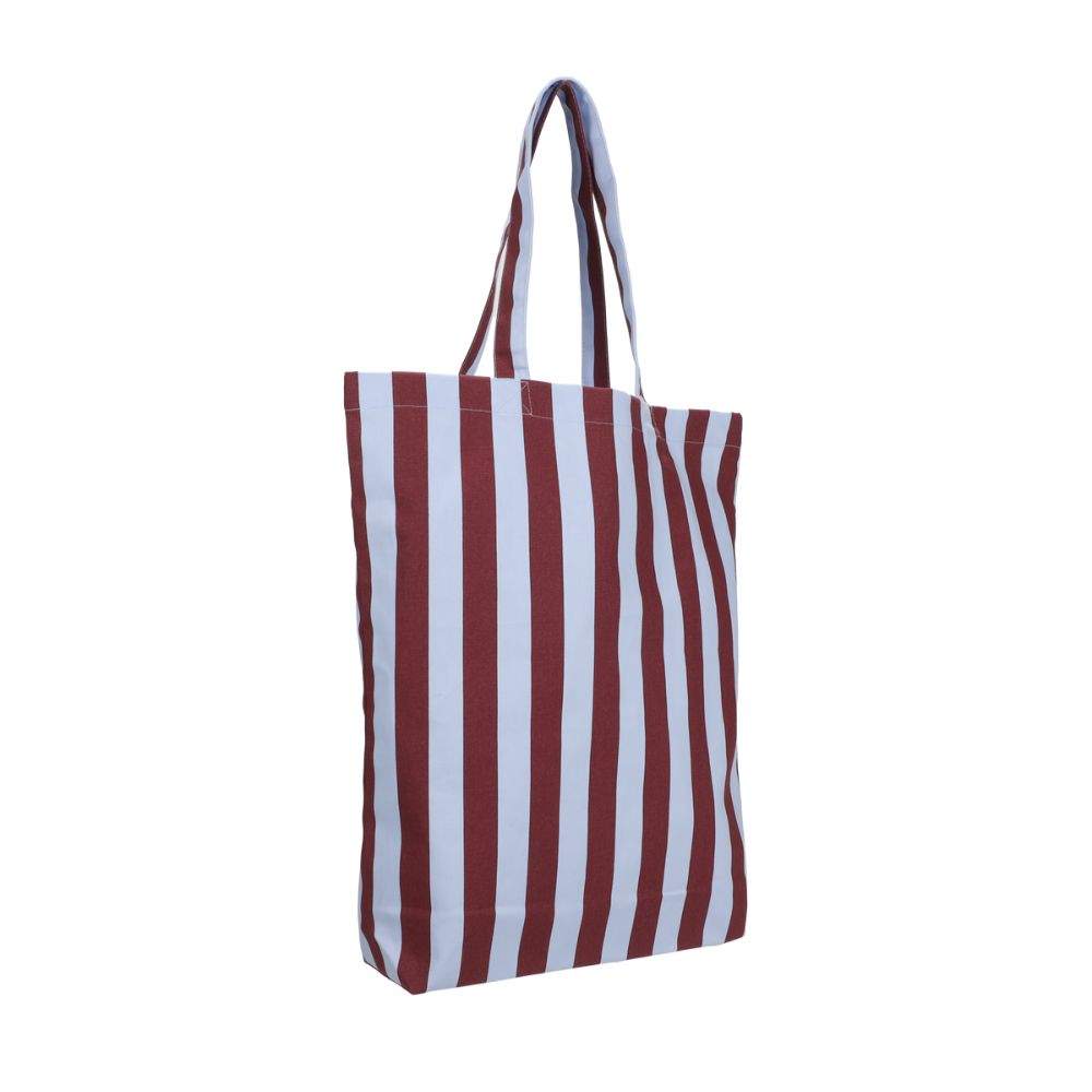 Baumwolltasche "Streifen" Tasche Kado Design Himmelblau/Feige