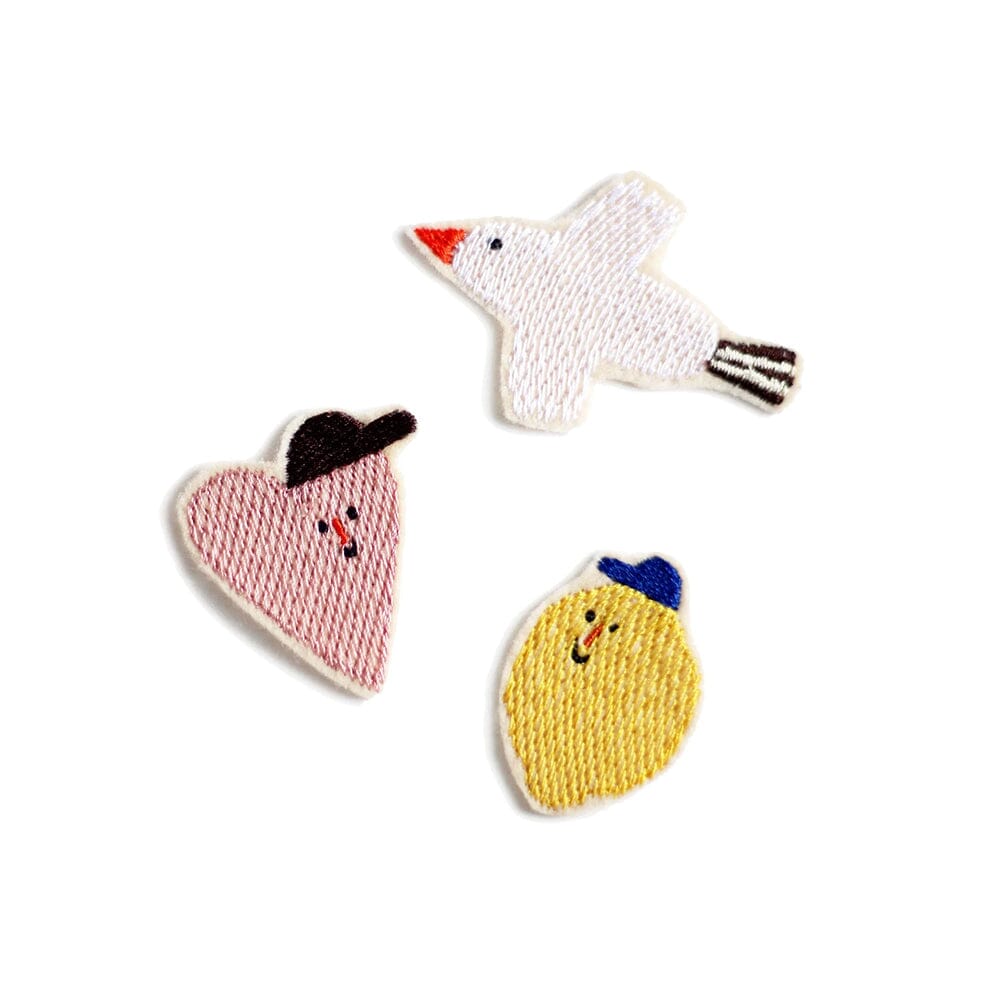Bügelpatch Set "Zitrone, Herz, Vogel" Bügelflicken Halfbird