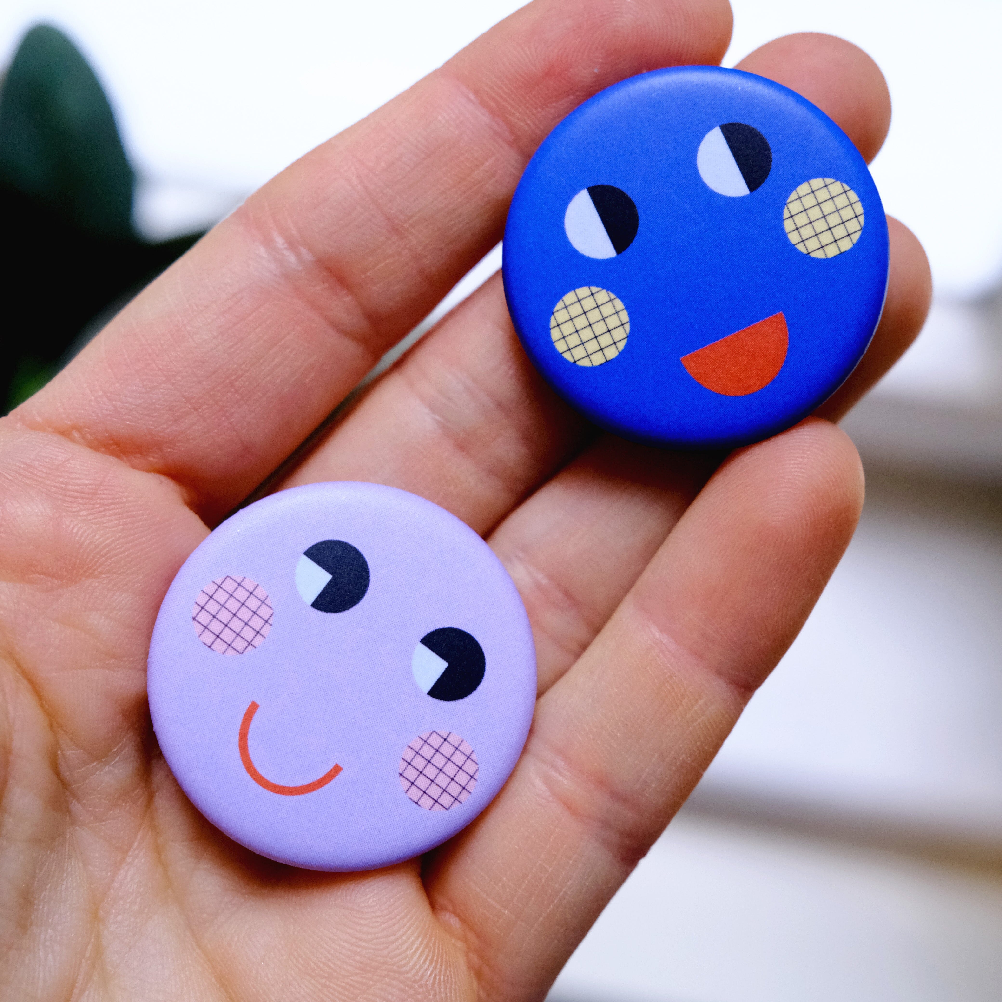 Button "Smiley Face Blau" Button Matsch mit Sahne 