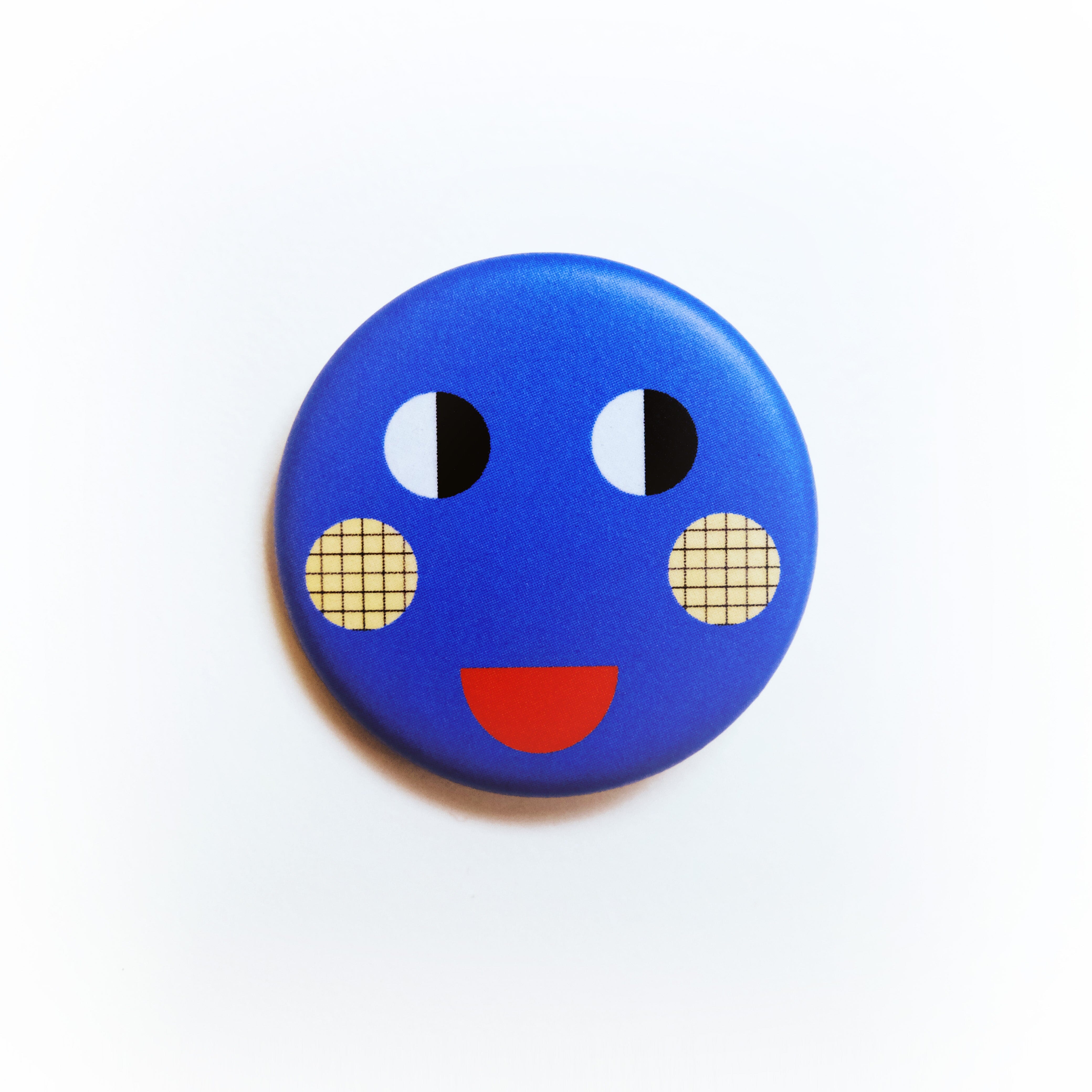 Button "Smiley Face Blau" Button Matsch mit Sahne