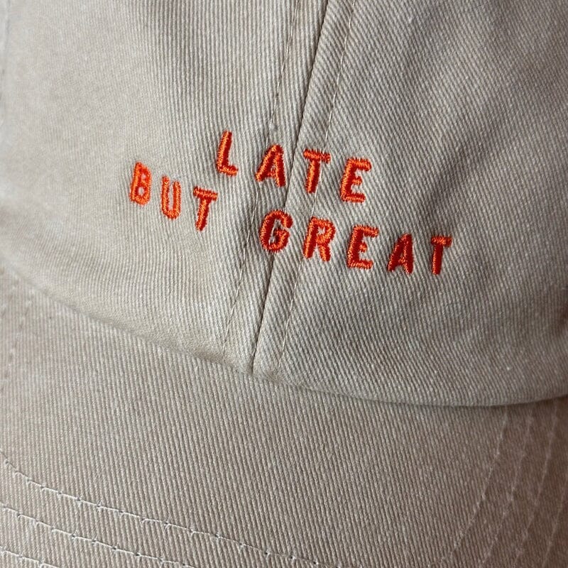 Cap "Late but great" Cap die busenfreundin Creme/Orange