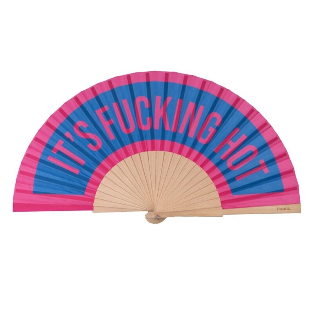 Handfächer "Its fucking hot" fisura Classic Blau