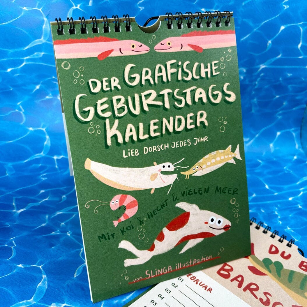 Immerwährender Geburtstagskalender "Fische" Kalender Slinga Illustration 