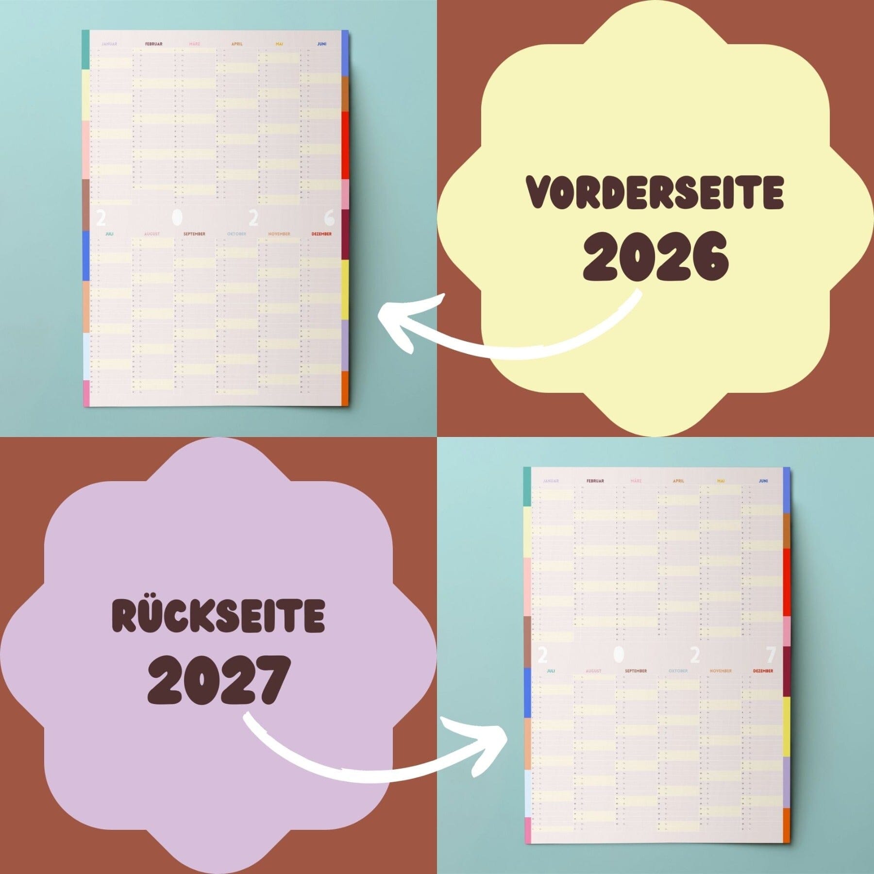 Jahresplaner A2 "2026 & 2027" Freundebuch Modern Kids Art