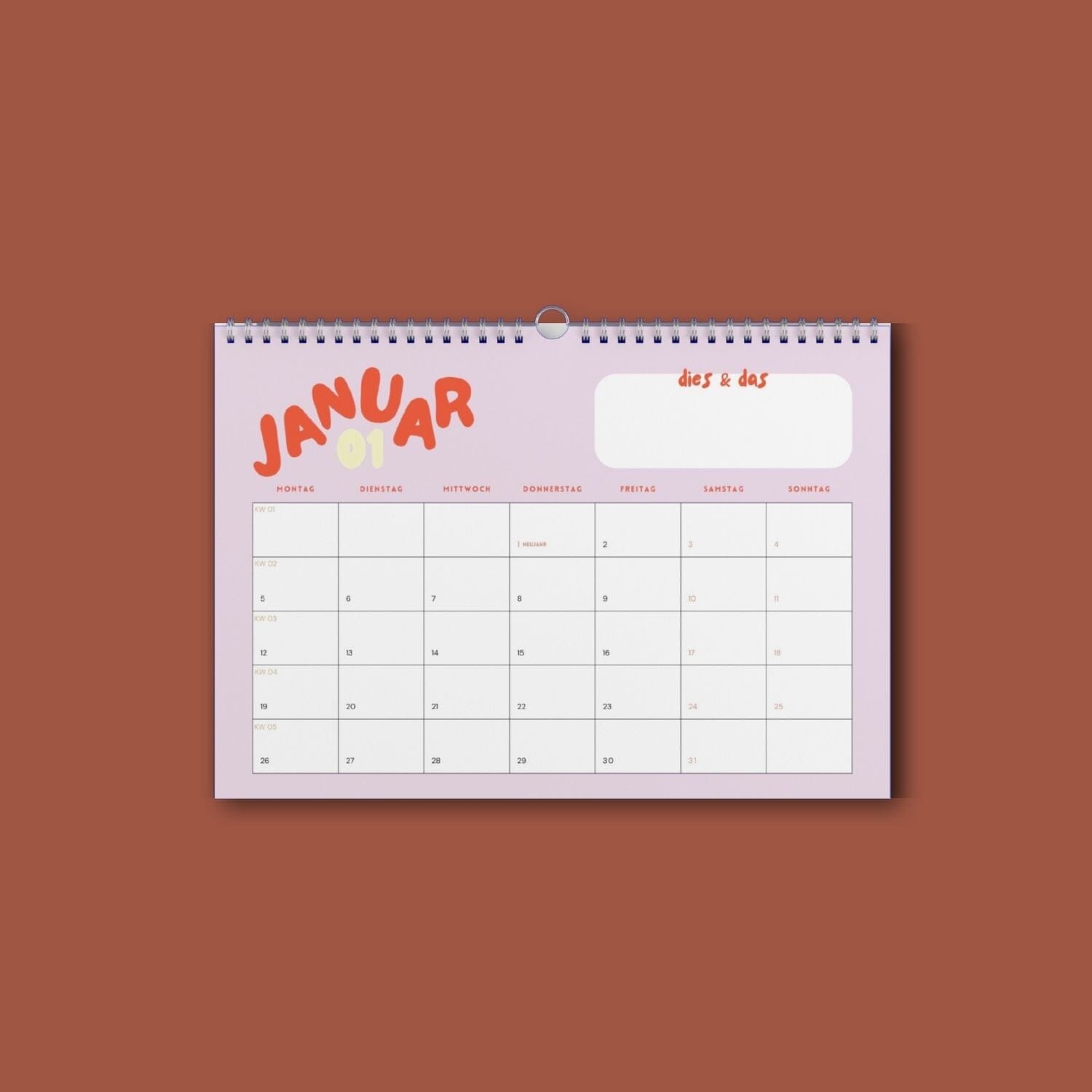 Kalender quer "2026" Freundebuch Modern Kids Art