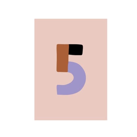 Karte "Zahl 5" Postkarte Enna Studio