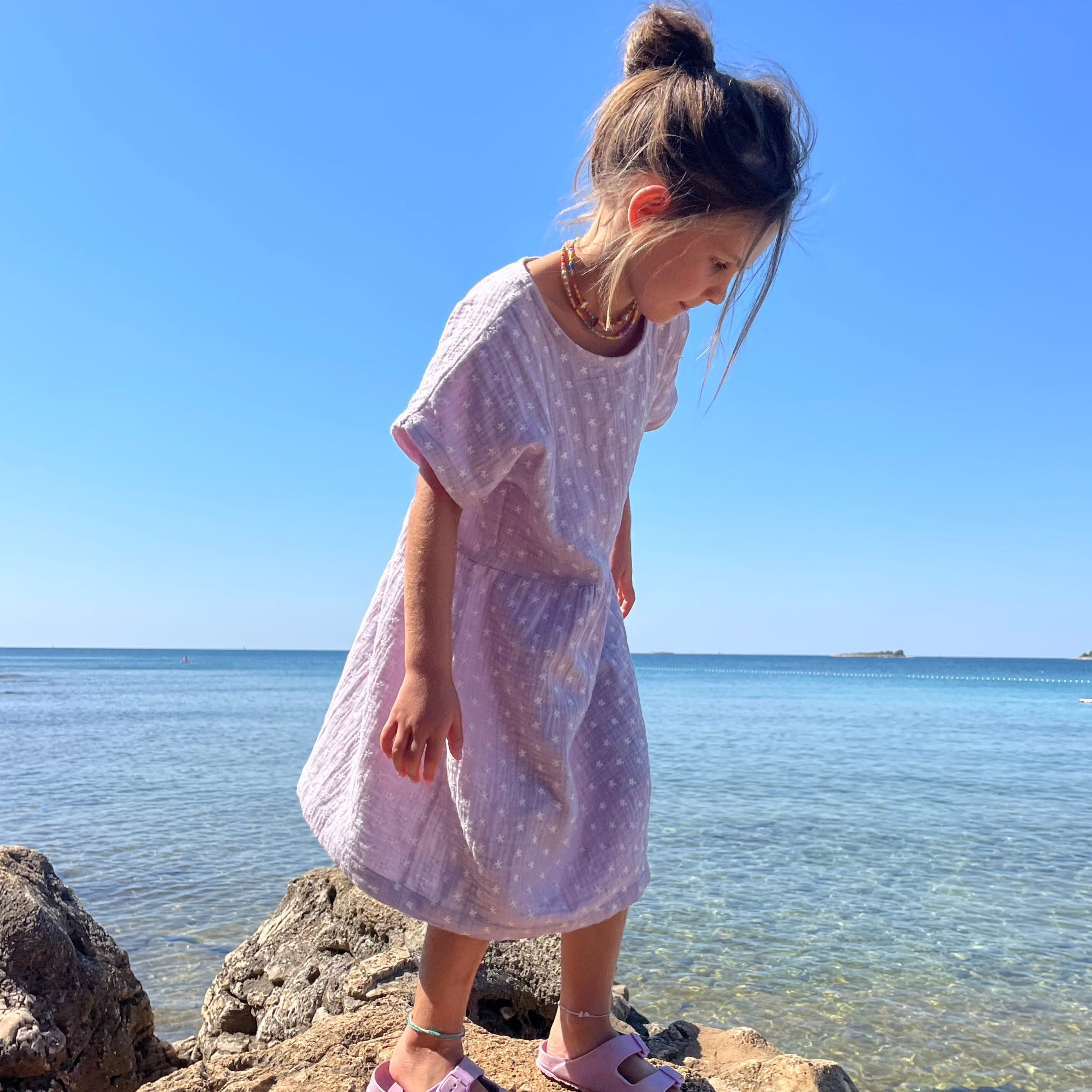 Kleid für Kinder "Musselin Blumen Embroidery" Kleid Matsch mit Sahne
