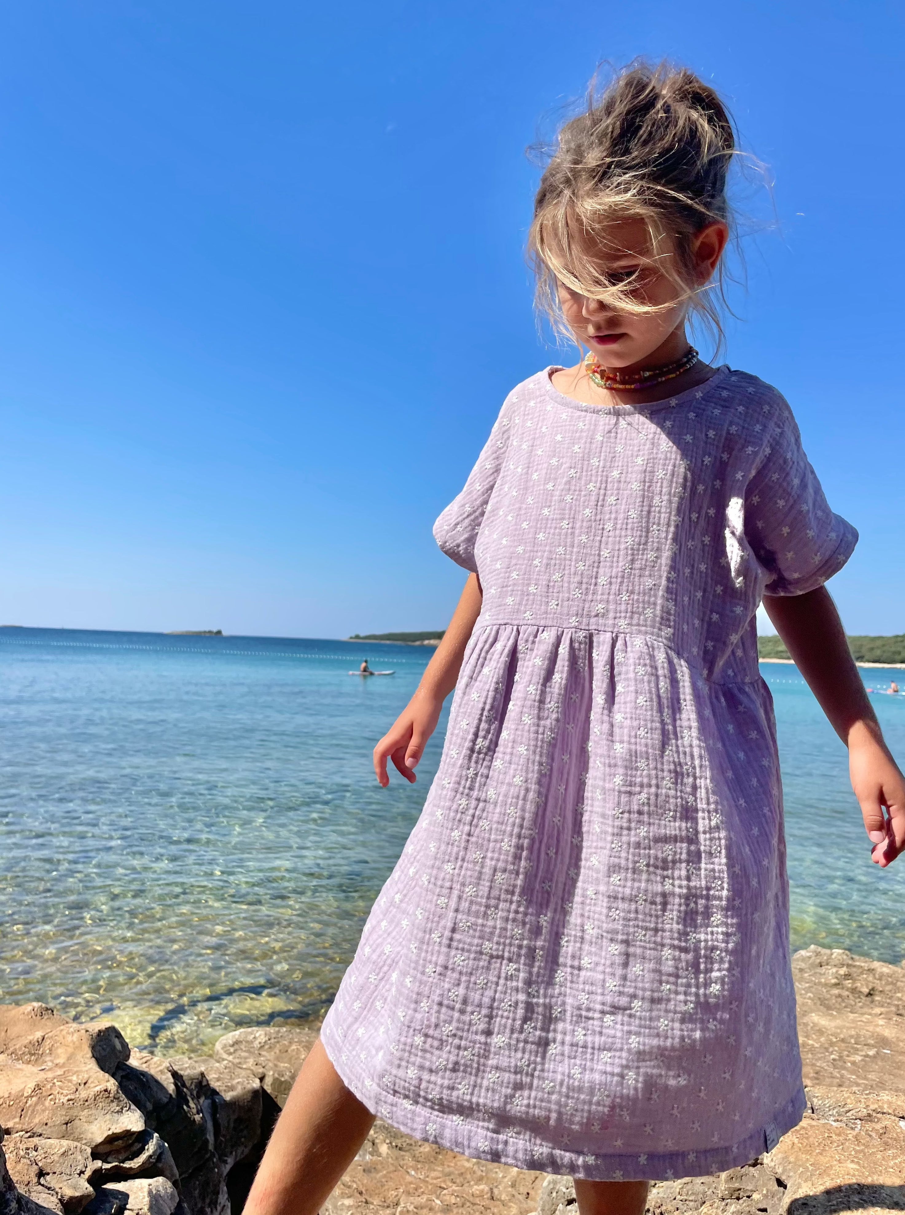 Kleid für Kinder "Musselin Blumen Embroidery" Kleid Matsch mit Sahne
