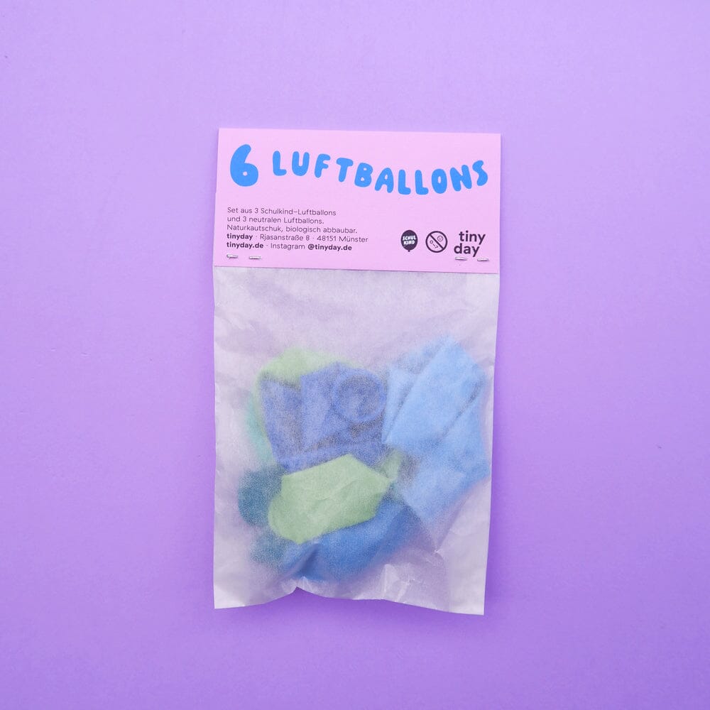 Luftballon 6er Set "Schulkind" Luftballon tinyday blau-mix Normaldruck
