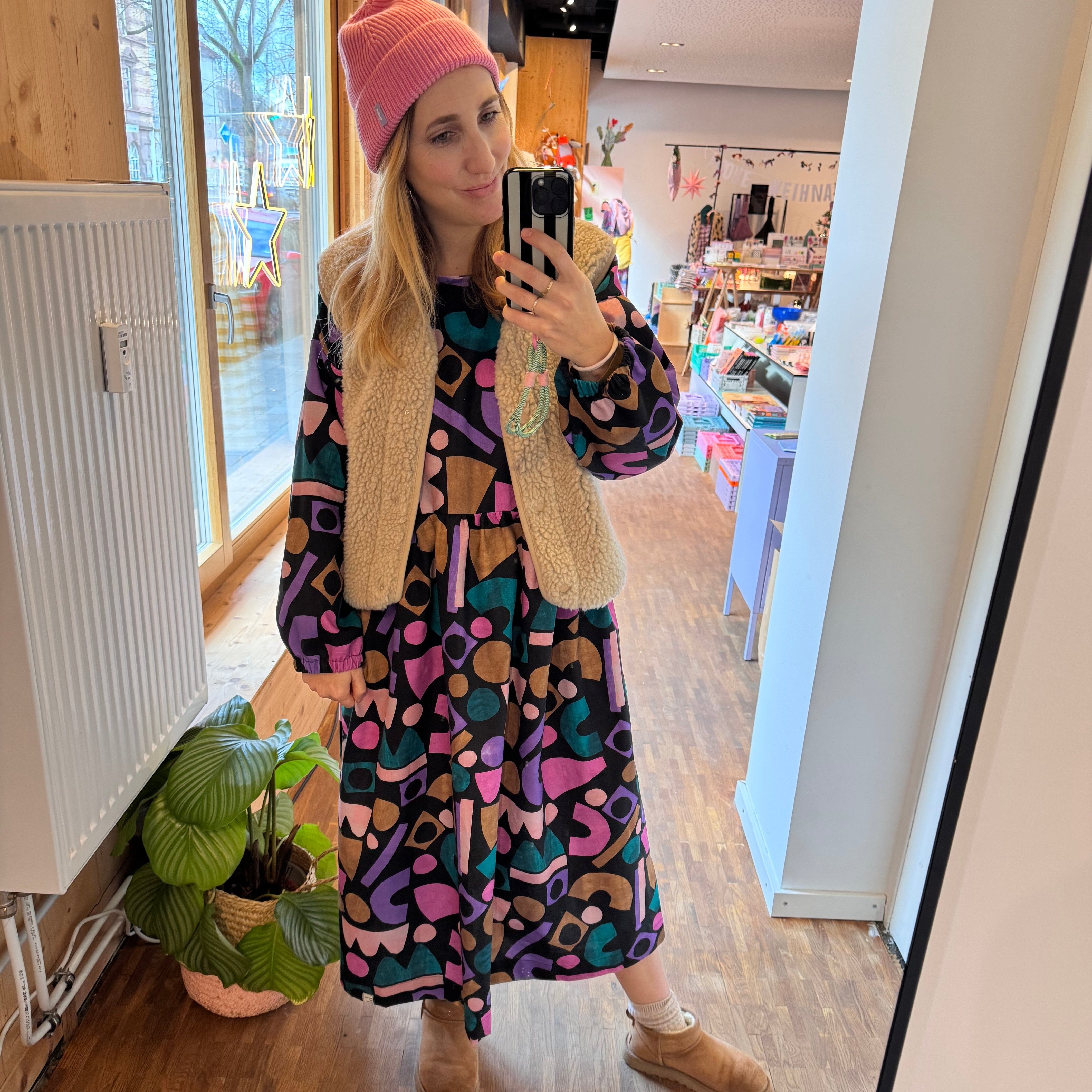 Oversize Kleid Langarm "Canvas Shapes" Bekleidung & Accessoires Matsch mit Sahne