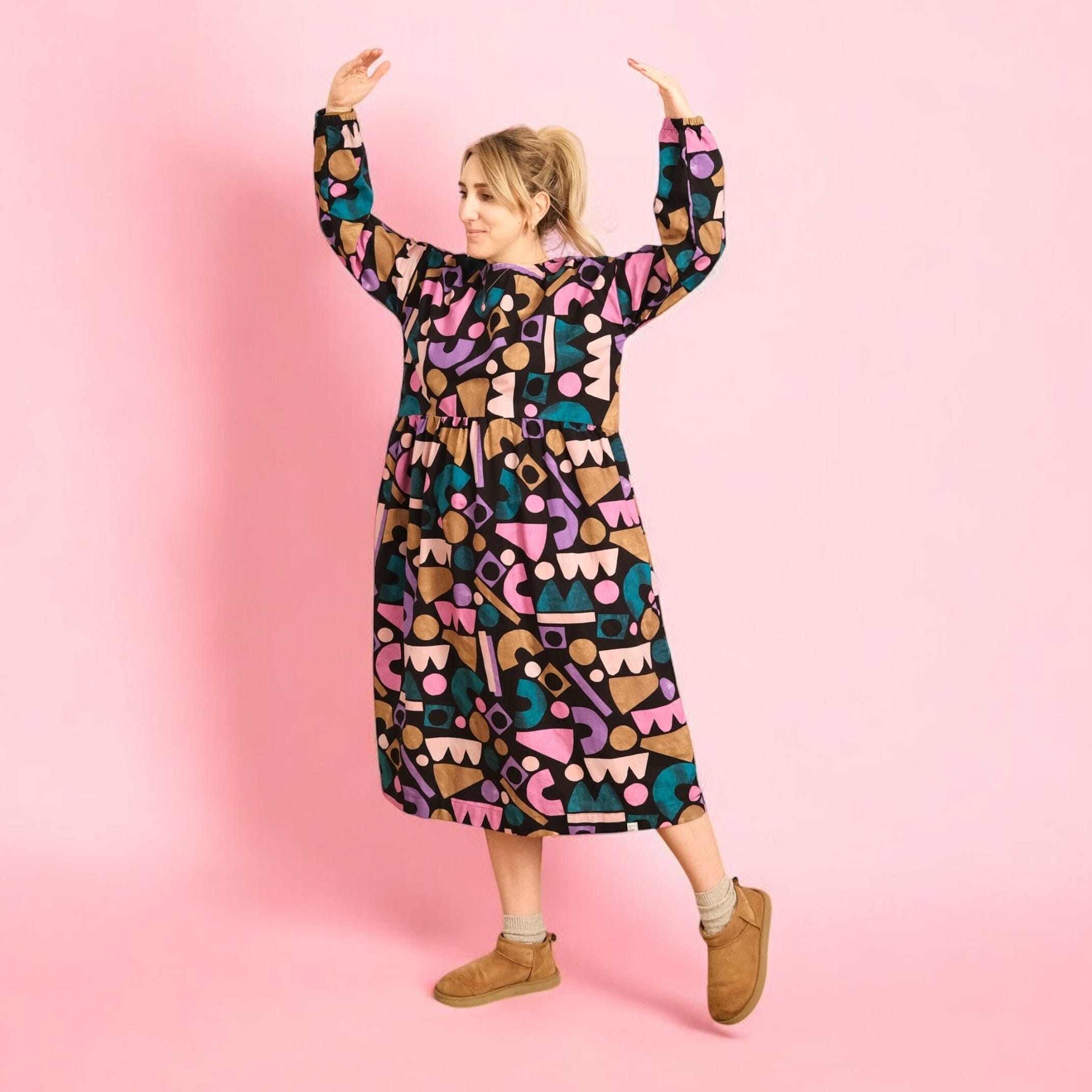 Oversize Kleid Langarm "Canvas Shapes" Bekleidung & Accessoires Matsch mit Sahne