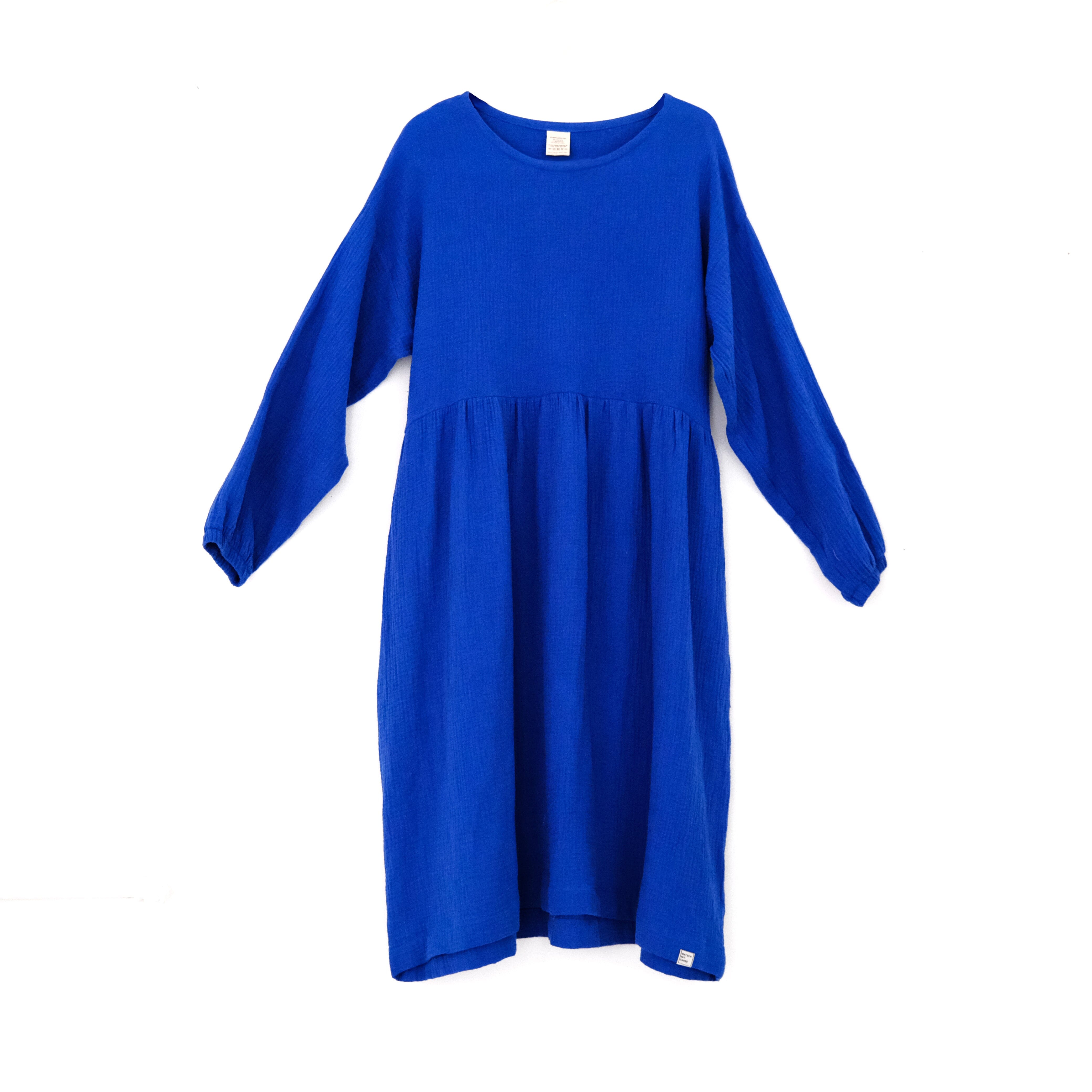 Oversize Kleid Langarm "Musselin Uni" Bekleidung & Accessoires Matsch mit Sahne Lapislazuli