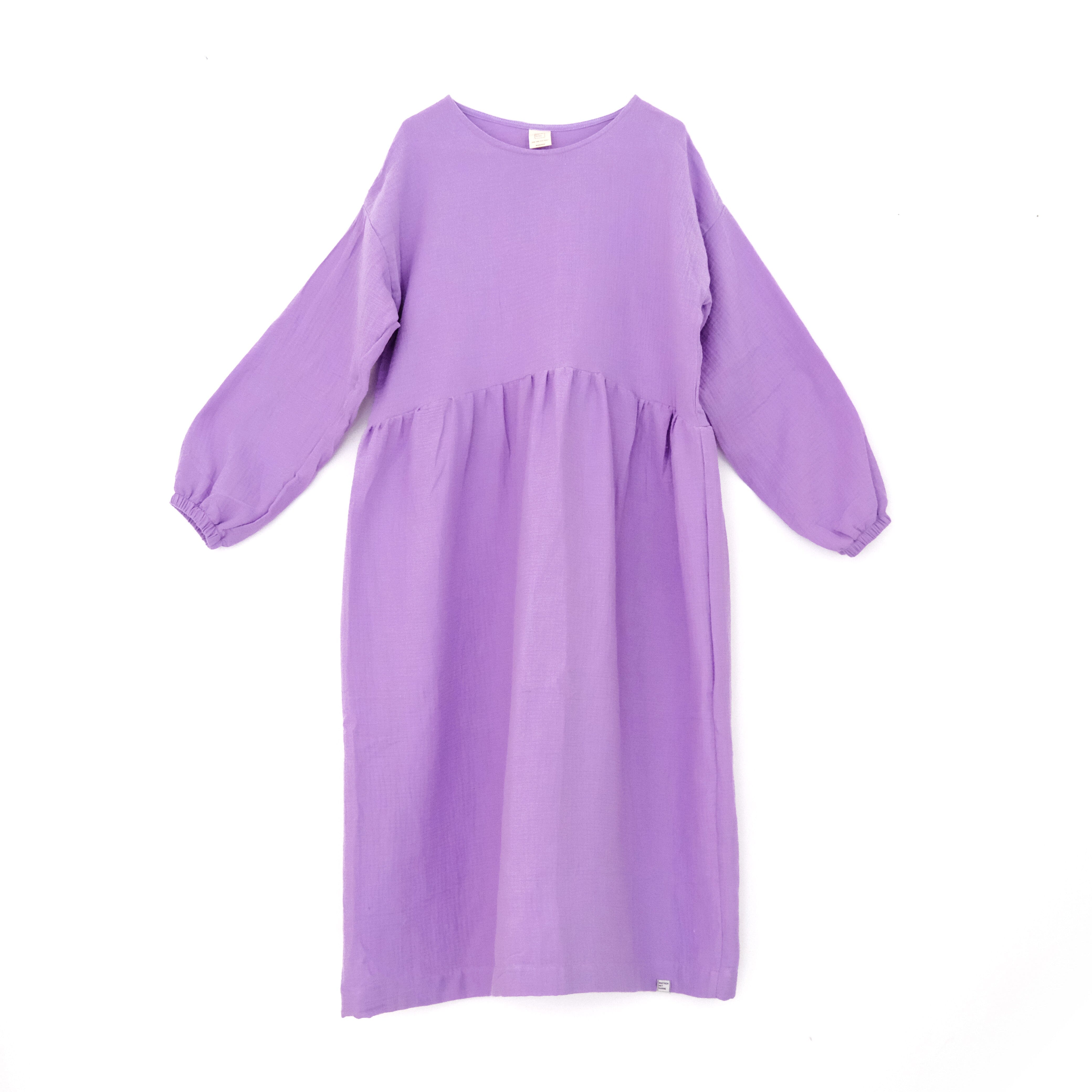 Oversize Kleid Langarm "Musselin Uni" Bekleidung & Accessoires Matsch mit Sahne Lavendel