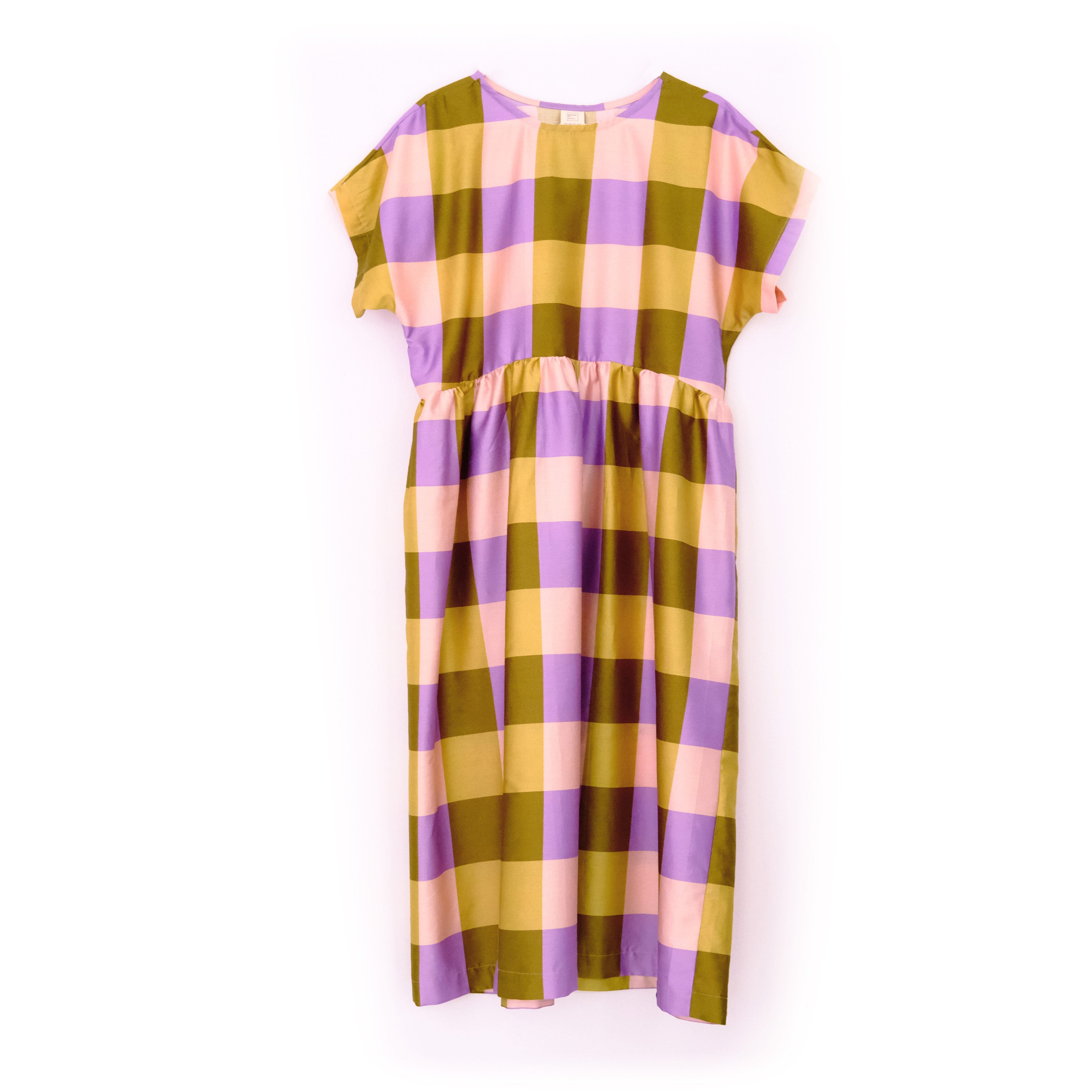 Oversize Kleid "Satin Karo" Bekleidung & Accessoires Matsch mit Sahne Flieder / Nude / Pistazie / Olive