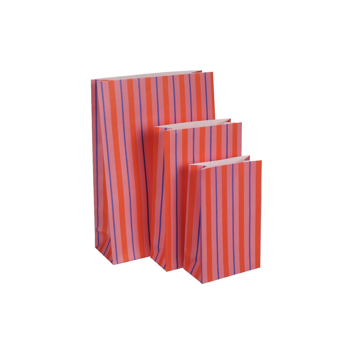 Papiertüte "Balanced Stripes rose - blood orange" - 15 x 24 Papiertüte Kado Design