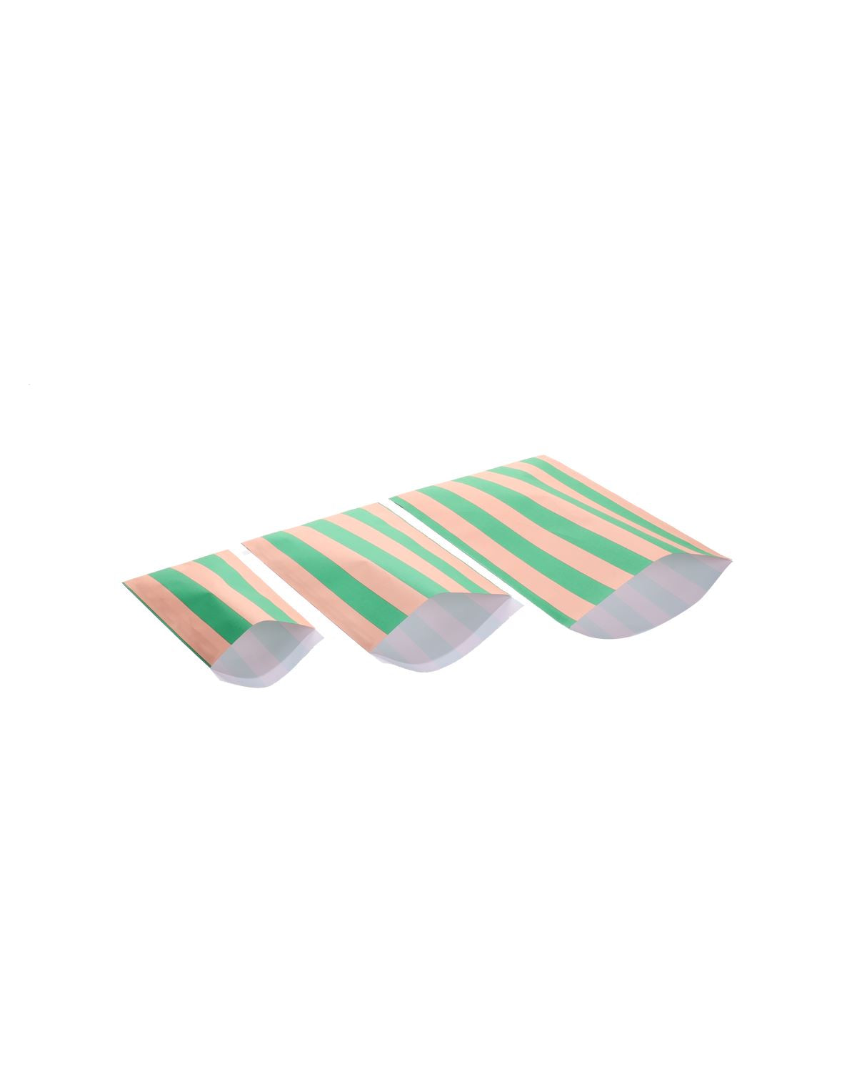 Papiertüte flach "Streifen green-pink" - 12 x 19 cm Kado Design