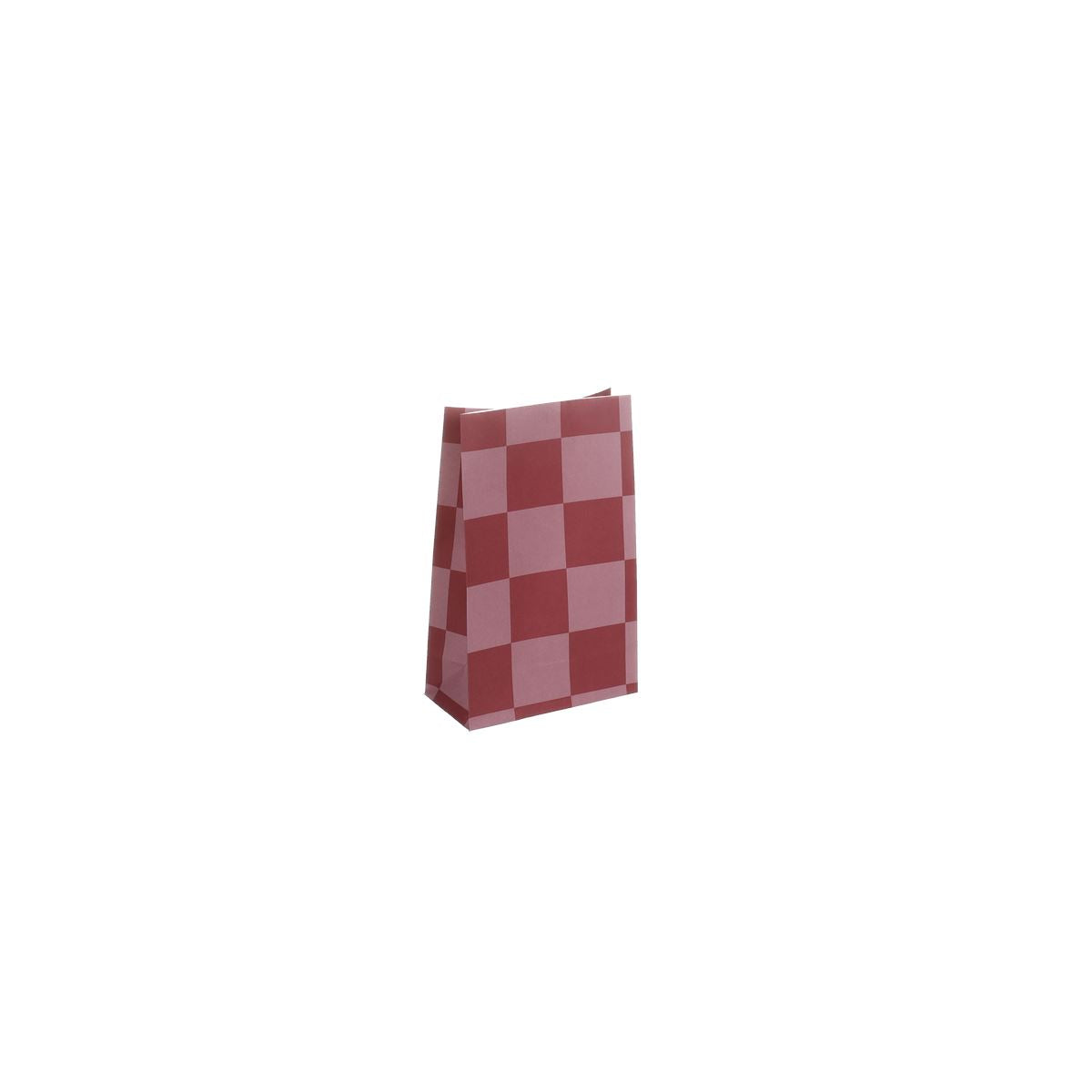 Papiertüte "Schachbrett burgundy-tulip" - 12 x 19 cm Kado Design