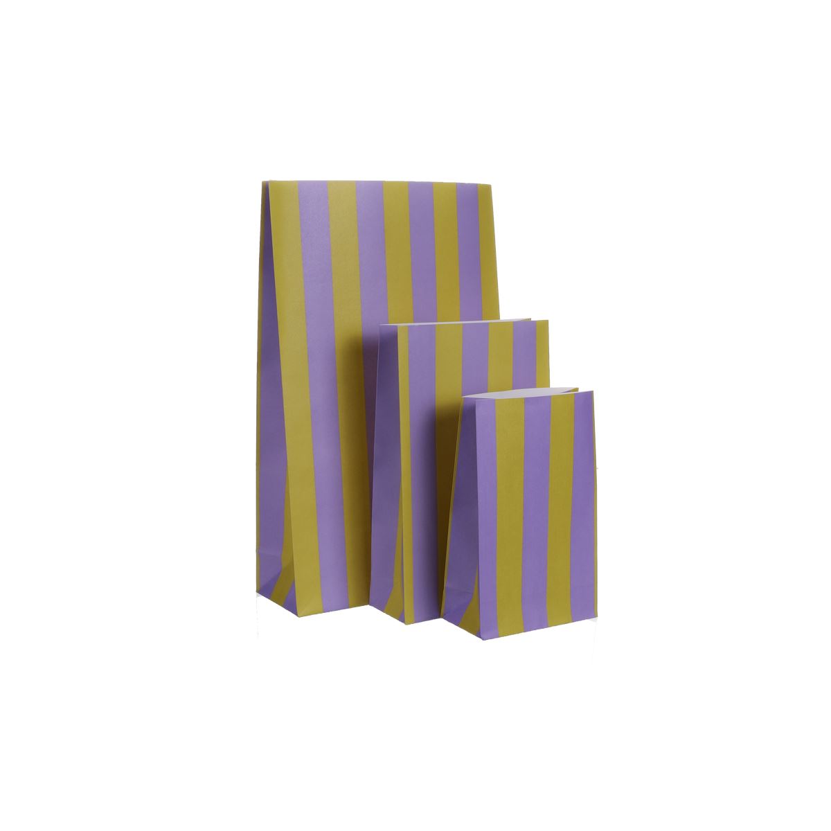 Papiertüte "Streifen jangle purple-mustard" - 15 x 24 cm Papiertüte Kado Design