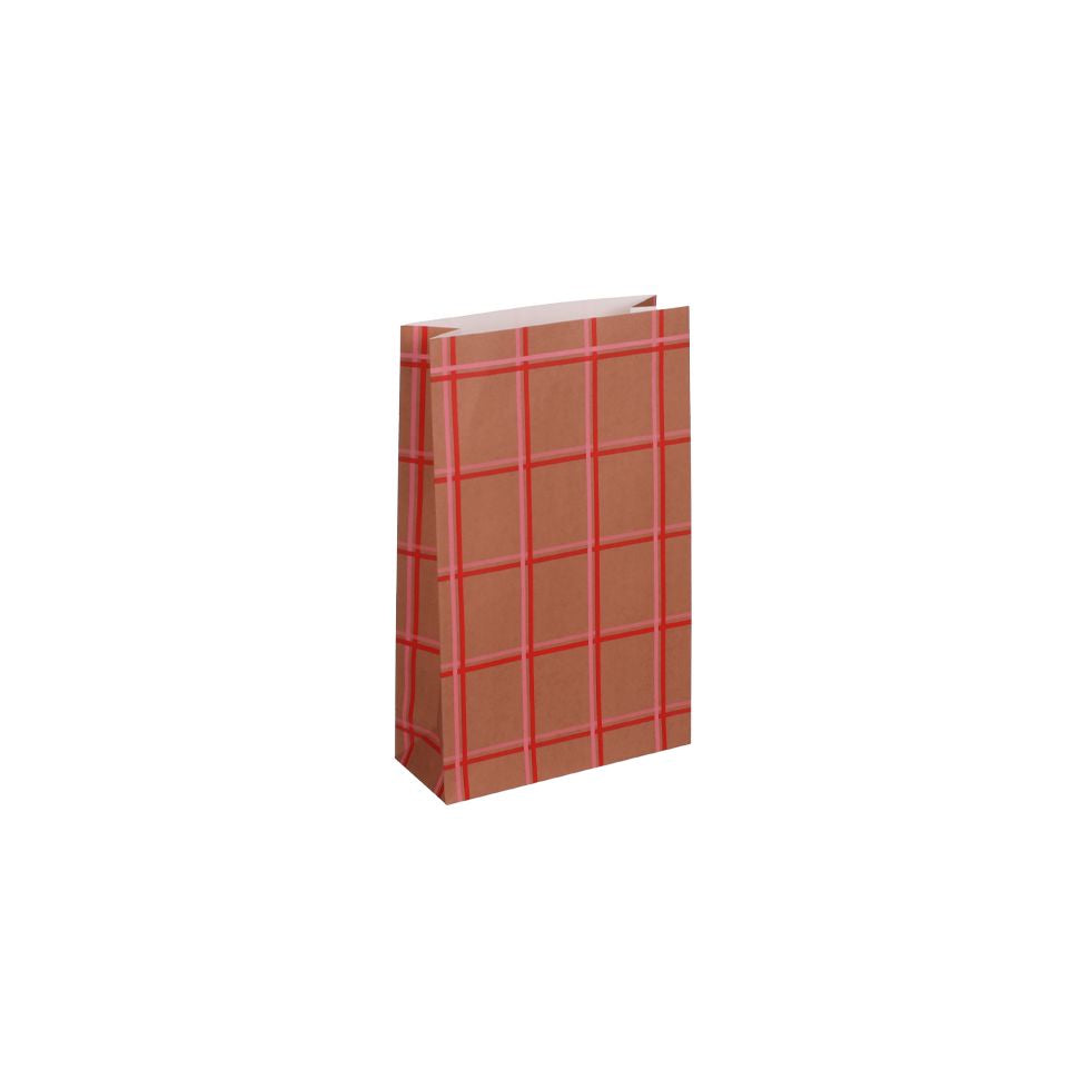 Papiertüte "Tartan rose - poppy red" - 15 x 24 Papiertüte Kado Design