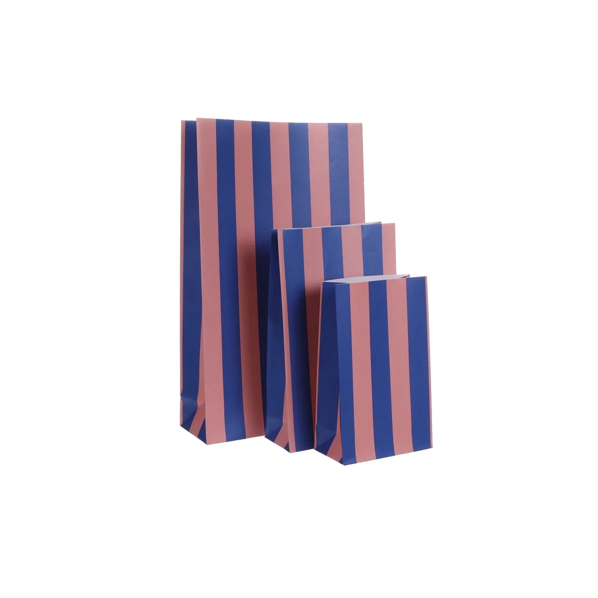 Papiertüten "Streifen cobalt-litchi" Kado Design