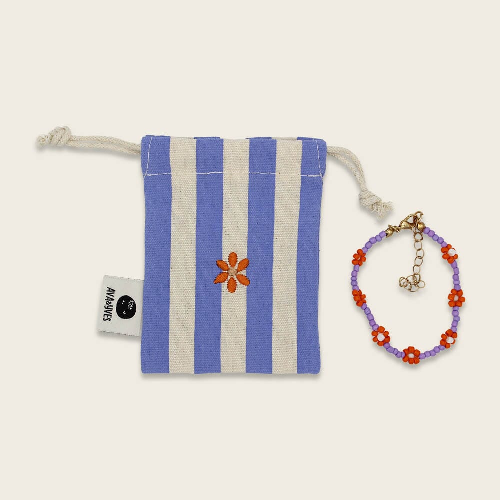 Perlenarmband "Blume" Armband ava&yves Blau/Natur