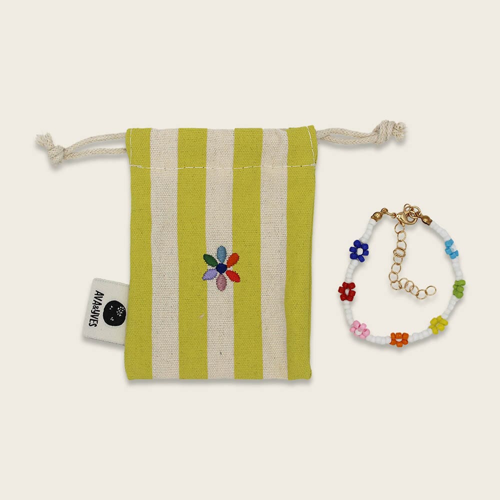Perlenarmband "Blume" Armband ava&yves Kiwi/Natur