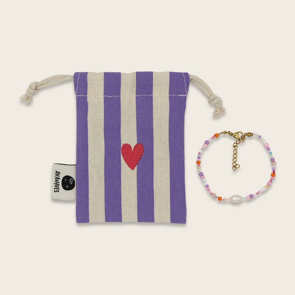 Perlenarmband "Herz" Armband ava&yves Flieder/Rosa