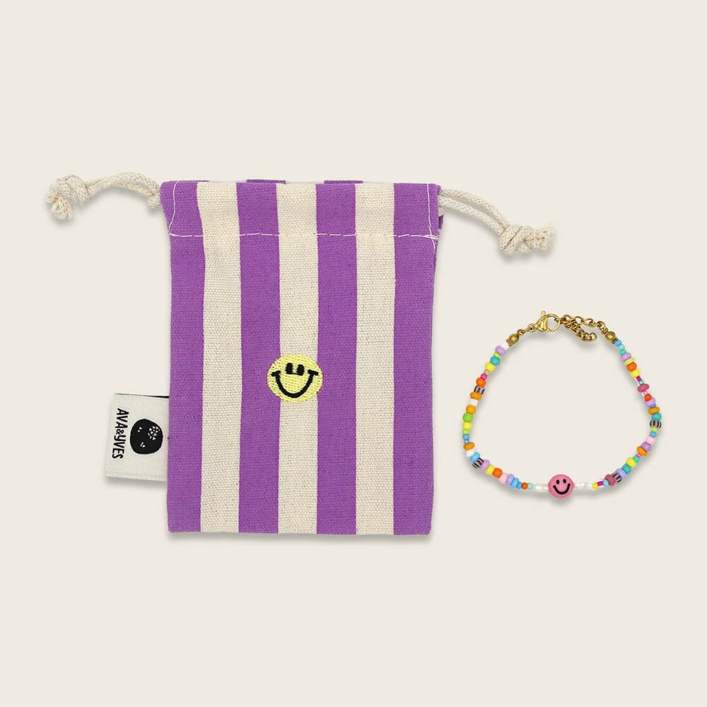 Perlenarmband "Smile" Armband ava&yves Brombeer/Weiß