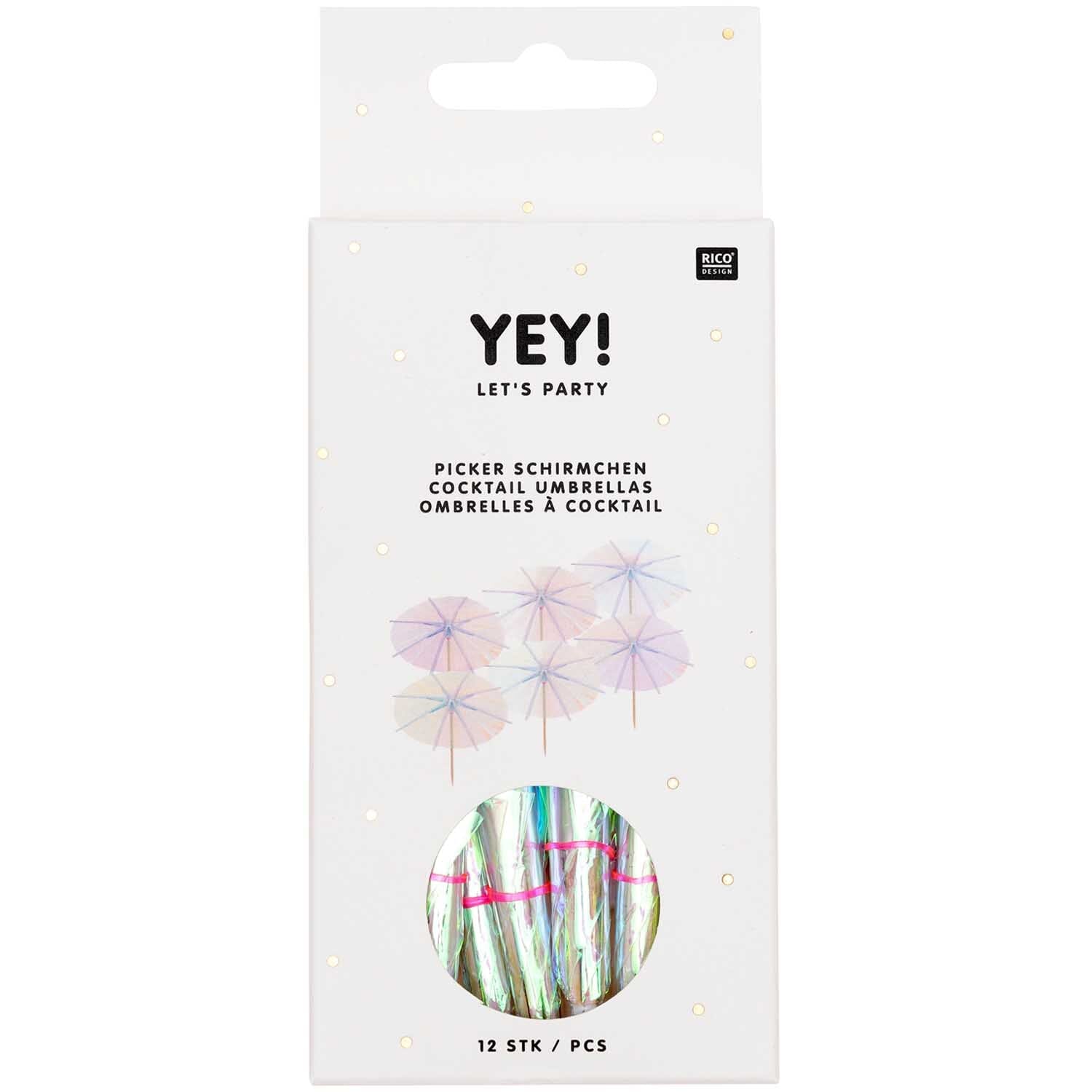 Picker Schirmchen "Holo" Dekoration Rico Design