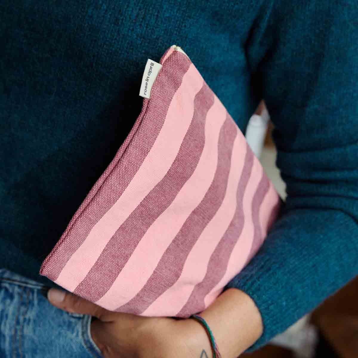 Pochette "Streifen" Kosmetiktasche Rose in April