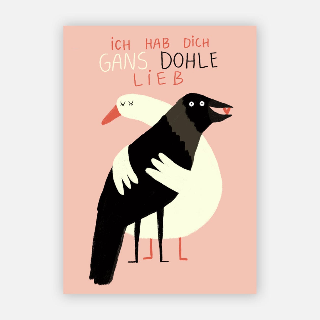Postkarte "Dohle Lieb" Postkarte Slinga Illustration