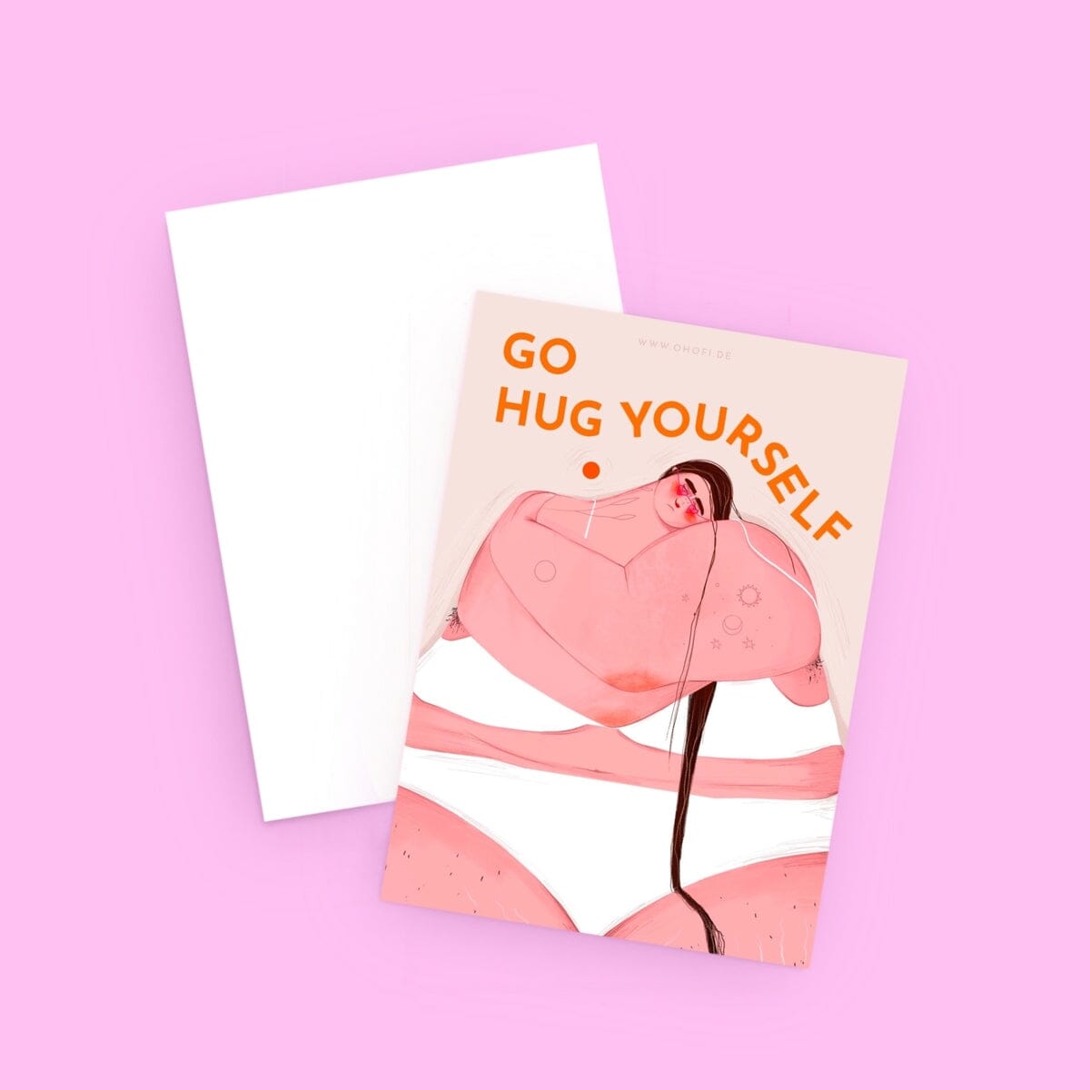 Postkarte "Go Hug Yourself" Postkarte Oh Ofi