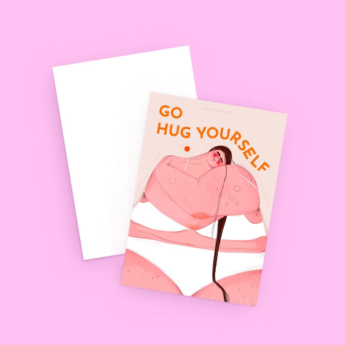 Postkarte "Go Hug Yourself" Postkarte Oh Ofi 