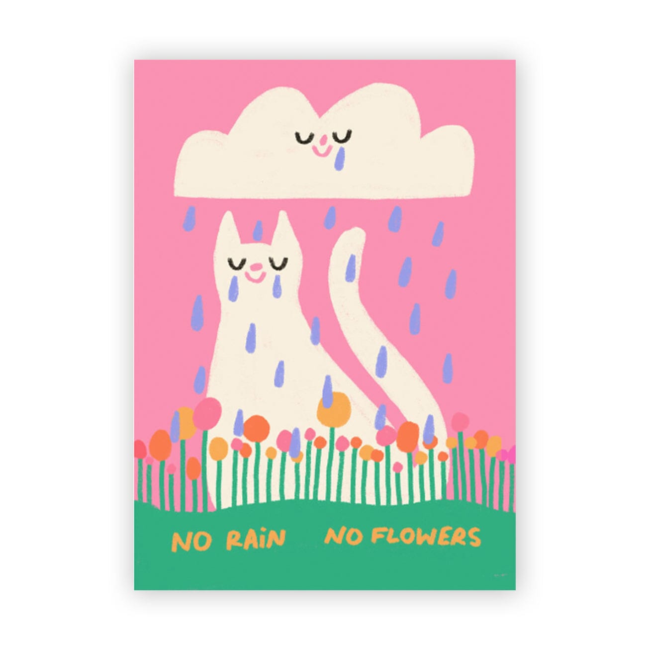 Postkarte "No Rain No Flowers" Postkarte Slinga Illustration