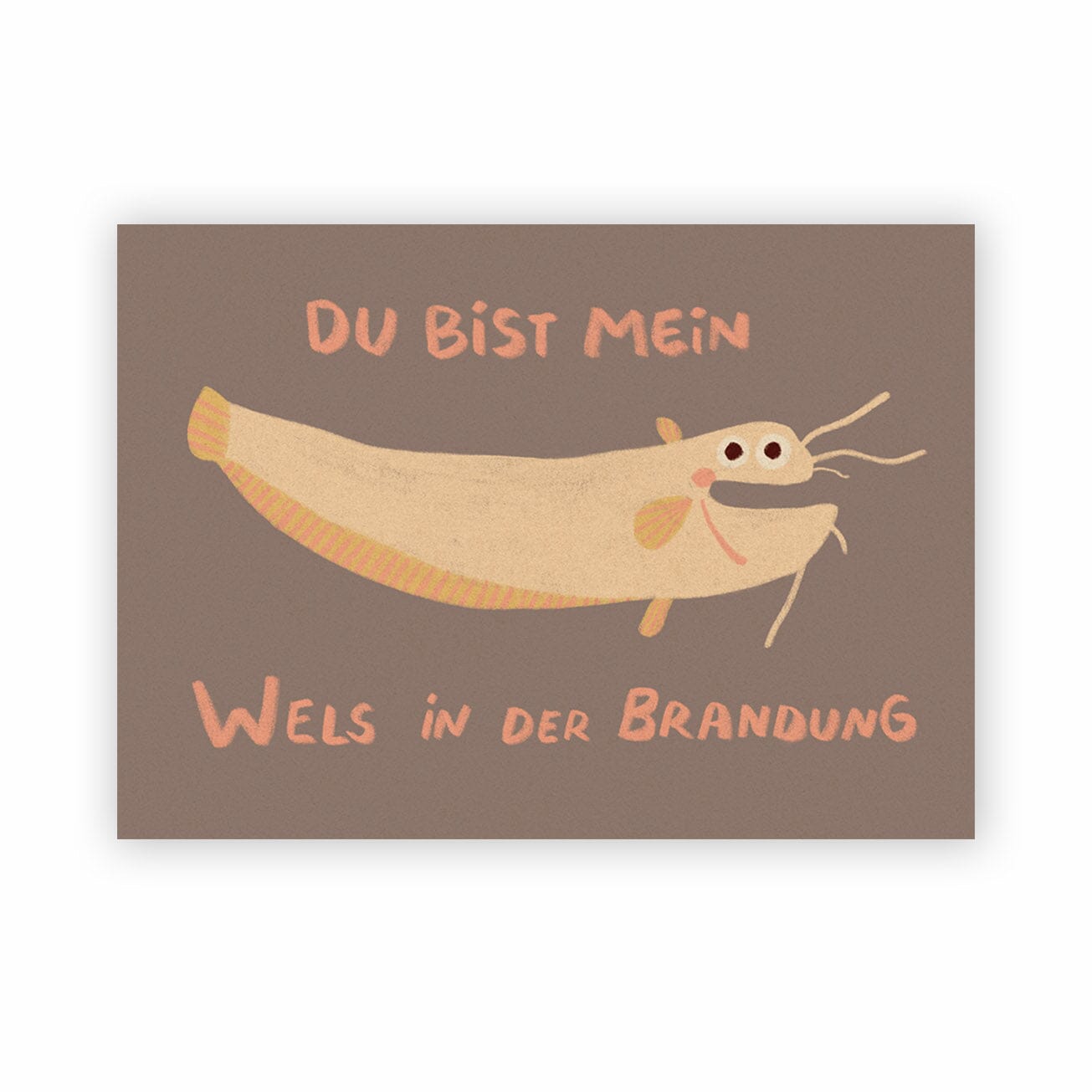 Postkarte "Wels in der Brandung" Postkarte Slinga Illustration