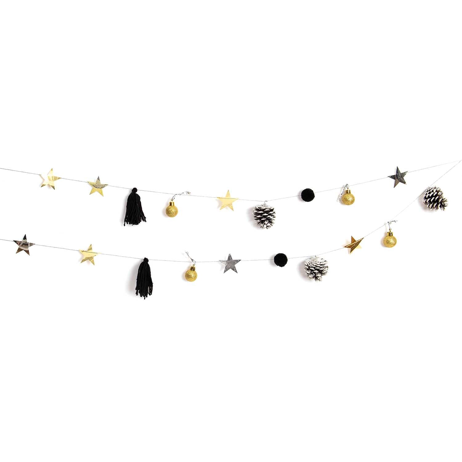Quasten Girlande "Gold Schwarz" Girlande Rico Design