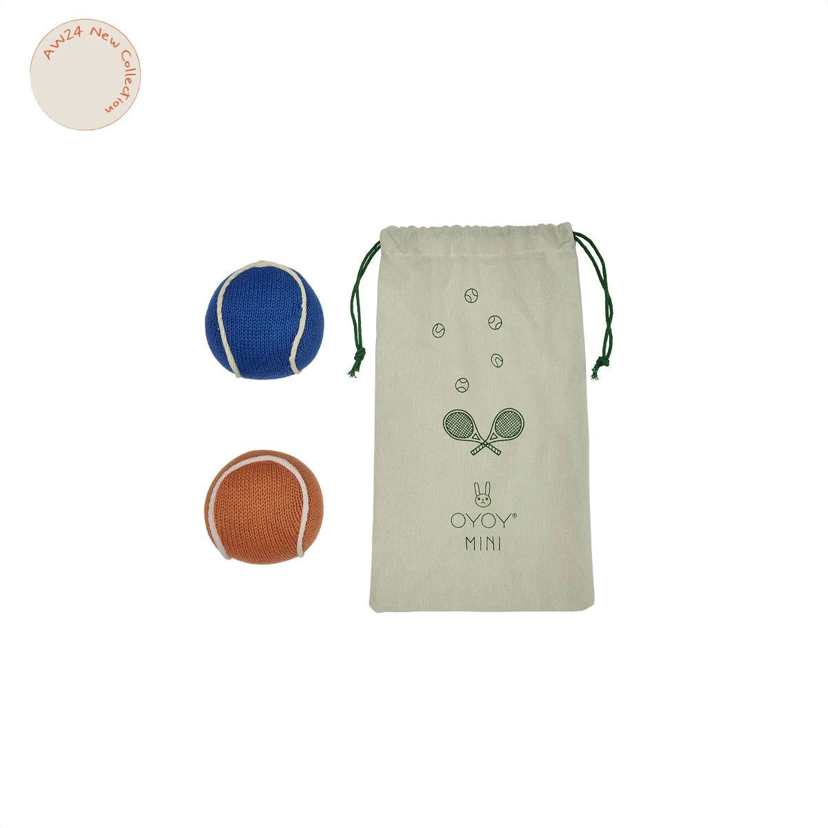Rassel "Tennisball" Babyrassel OYOY living design Aprikose/Blau