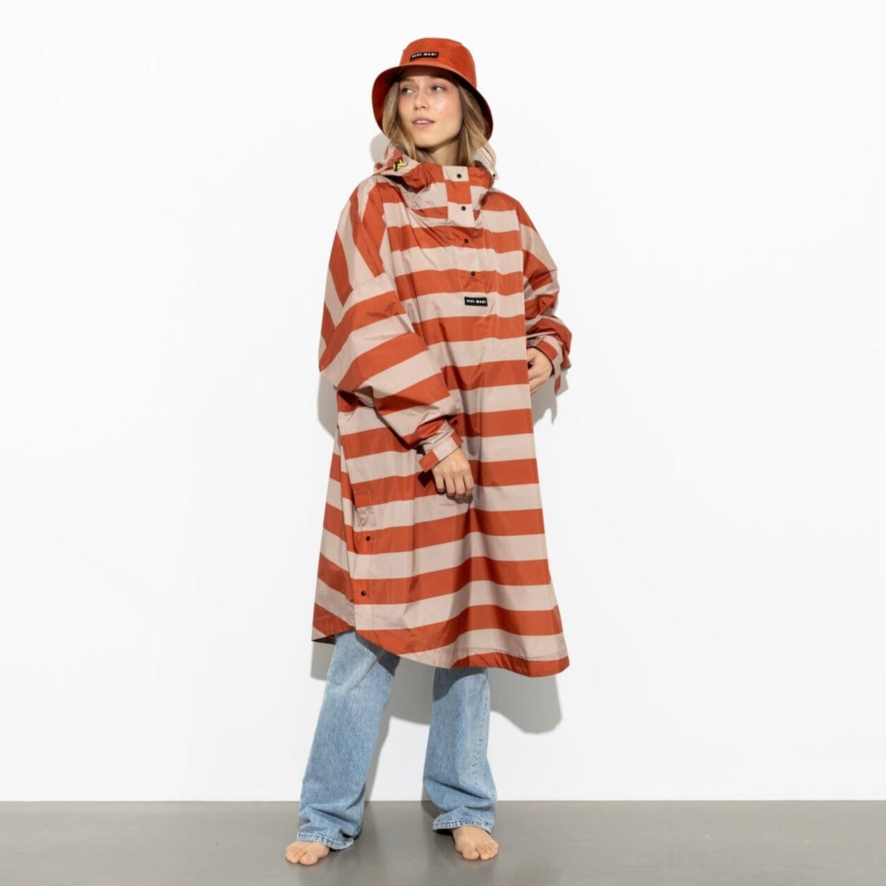 Regencape Poncho "Bold Stripes" Bekleidung & Accessoires Vivi Mari Stripes cinnamon/latte