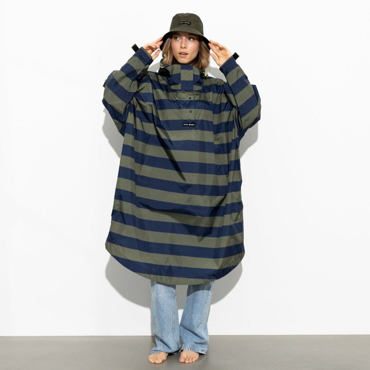 Regencape Poncho "Bold Stripes" Bekleidung & Accessoires Vivi Mari Stripes navy/olive 