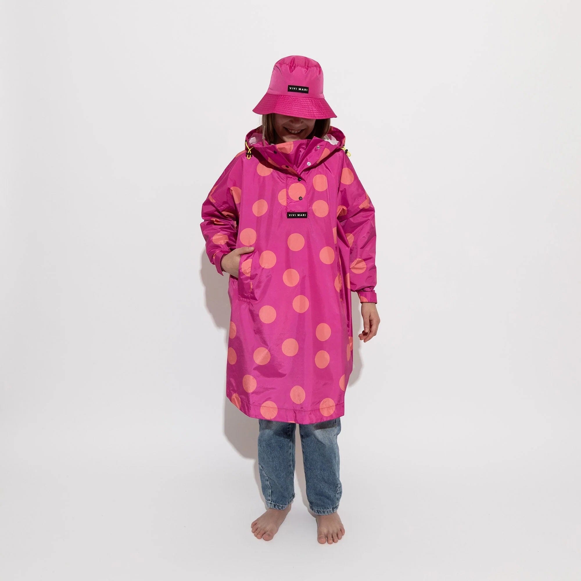 Regencape Poncho Kids "Dots" Bekleidung & Accessoires Vivi Mari dots magenta/peach 7-9 J