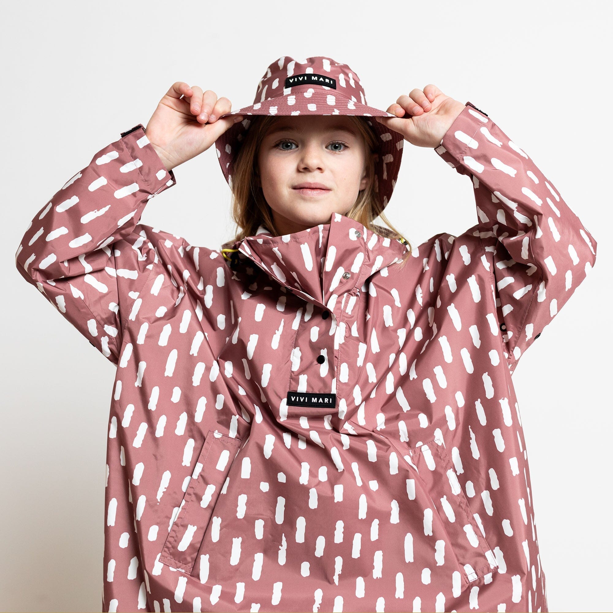 Regencape Poncho Kids "Drops Mauve" Bekleidung & Accessoires Vivi Mari 