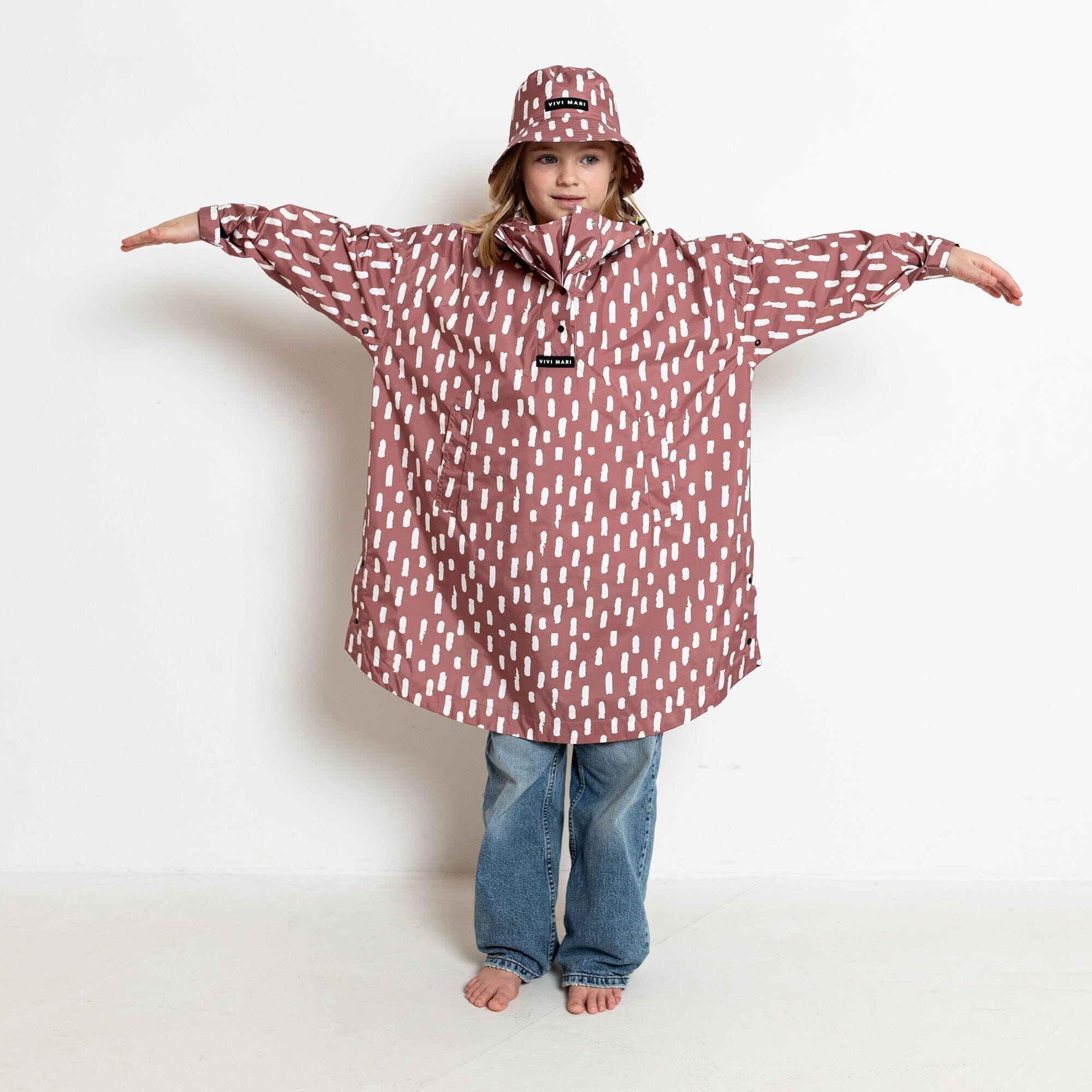 Regencape Poncho Kids "Drops Mauve" Bekleidung & Accessoires Vivi Mari 7-9 J 