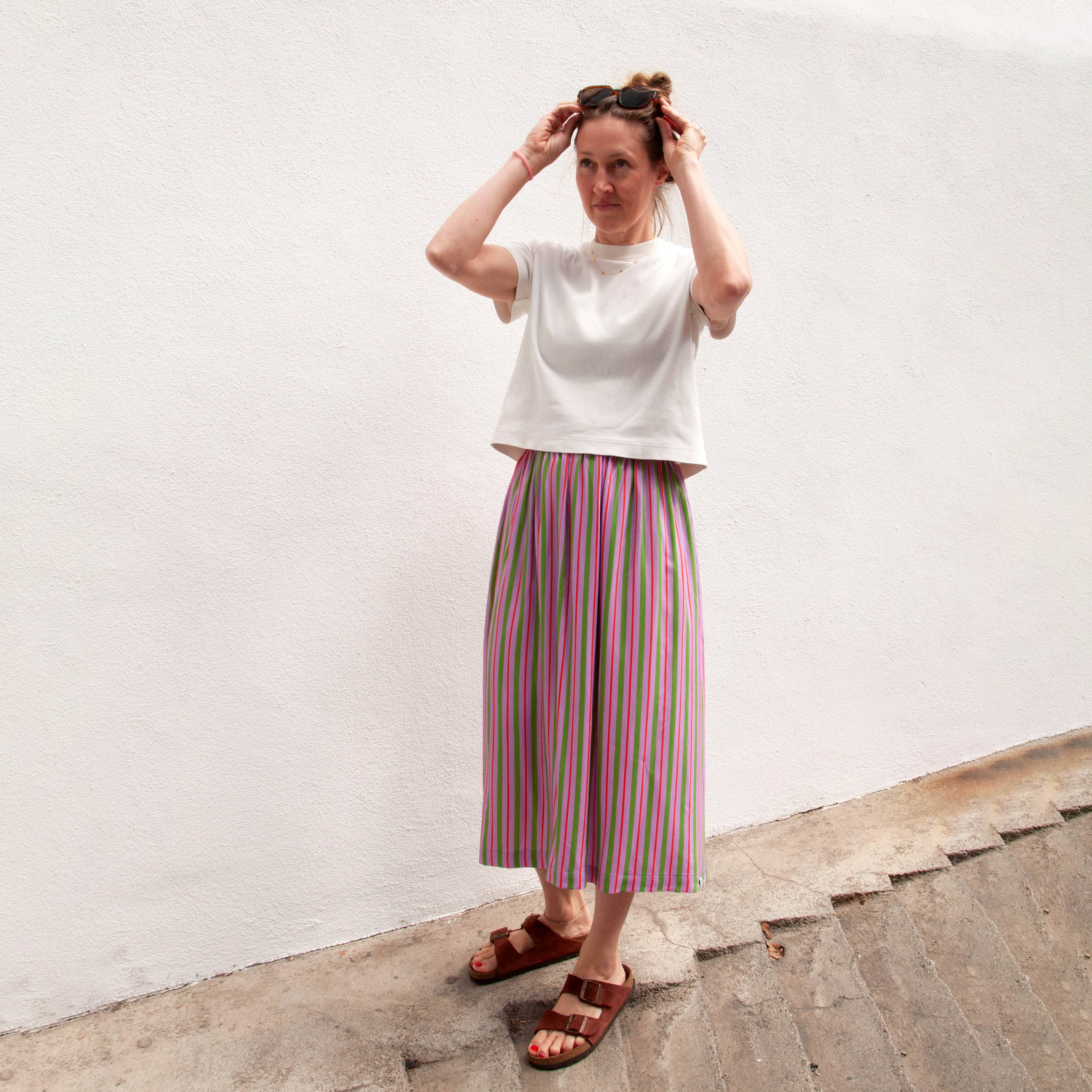 Rock Midi+ "Viskose stripes thin" Rock Matsch mit Sahne